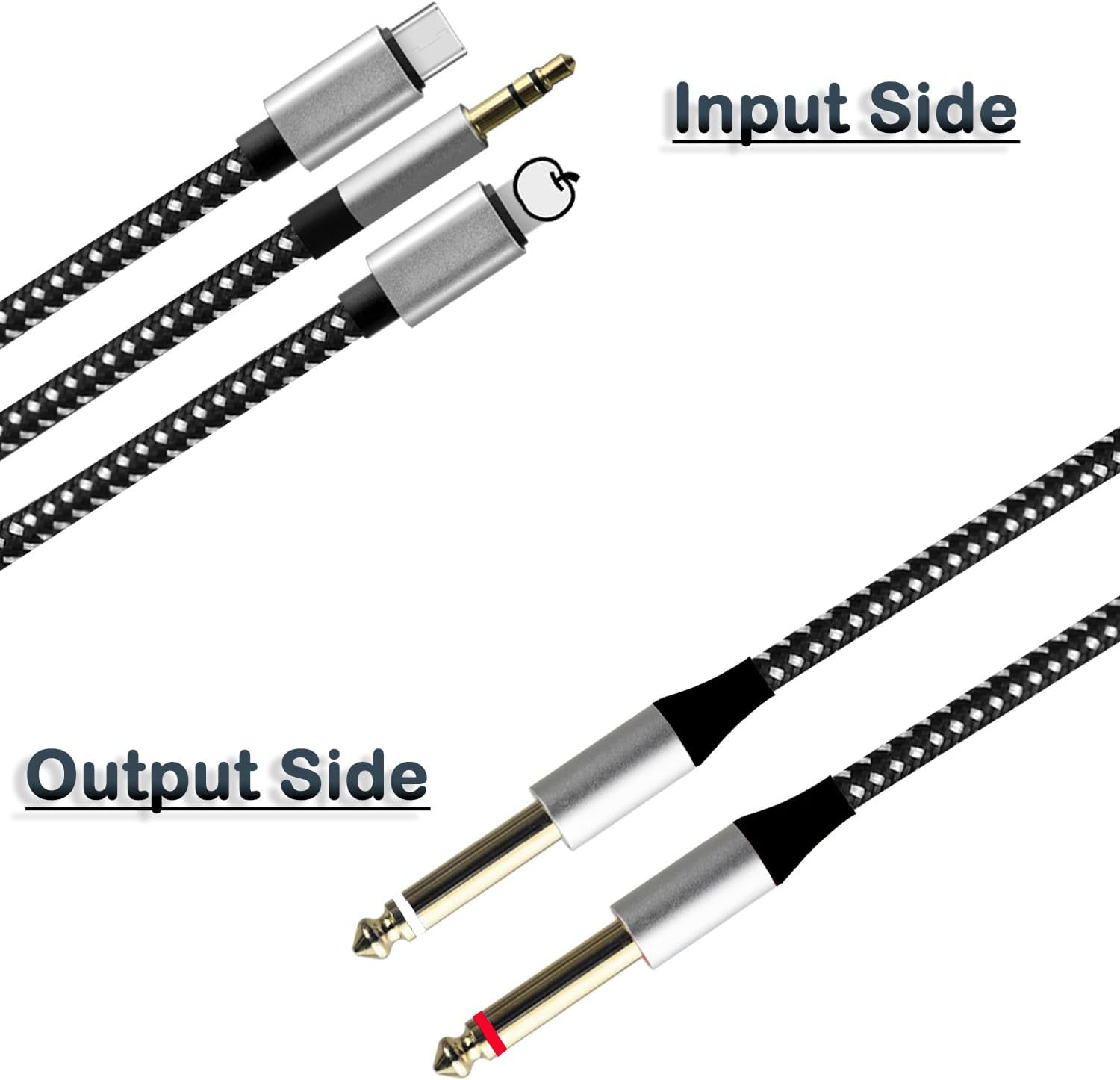 Meamaz 6.56FT Mfi Certified Lightening to Inch Audio Adapter Cable, within to USB C, 3.5Mm to TS Adapter, DAC Chip Include, 3-In-1 Stereo Cable for Headphone AMP (Lightening Compatible) image number 6