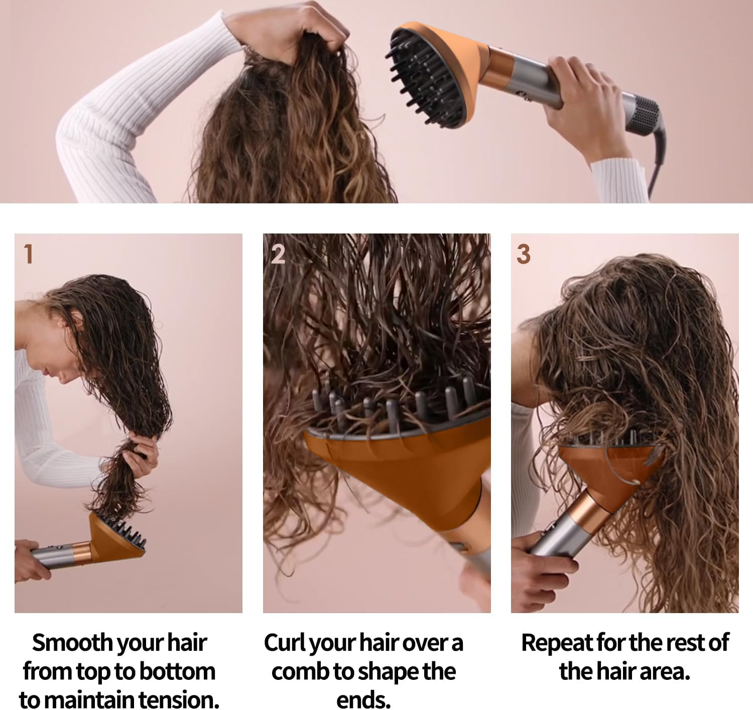 Upgraded Diffuser Attachment for Dyson Airwrap, Converting for Dyson Airwrap Styler to Hair Dryer Diffuser Attachment, for Airwrap Attachment Nozzle, 973365-01 (Gold) image number 1