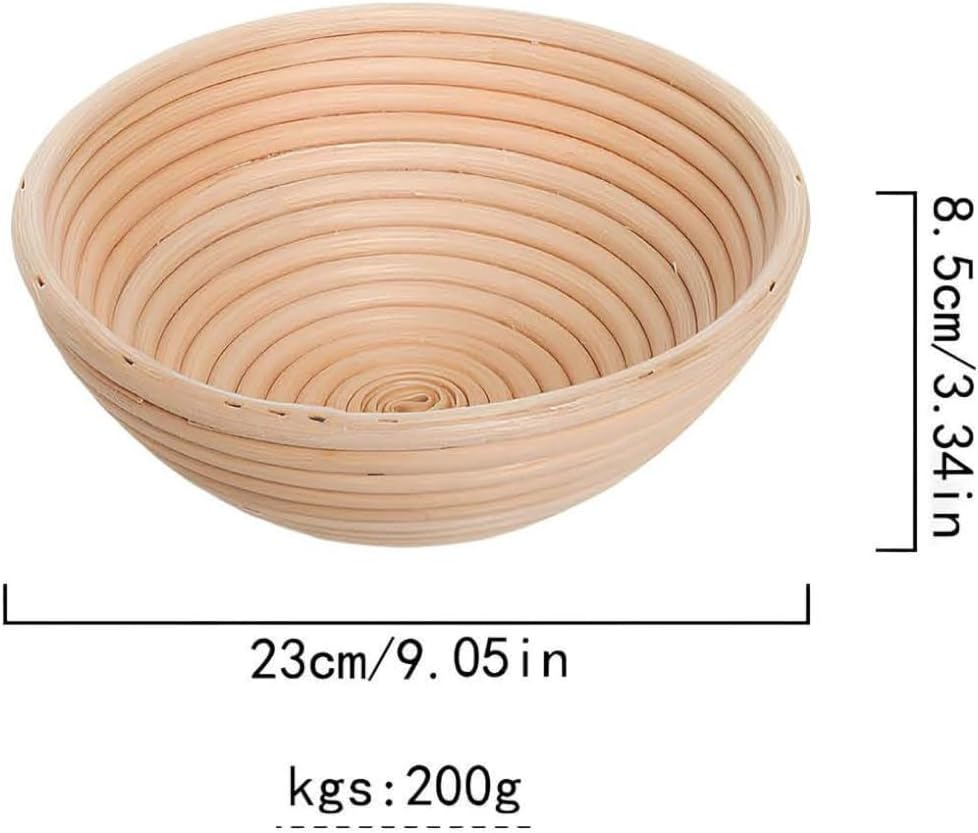 Kinconnyen Bread Banneton Proofing Basket Set,Round and Oval Bread Proofing Baskets,Danish Dough Whisk, Dough Scraper, Bread Bag and Brush,Sourdough Bread Baking Supplies. image number 3