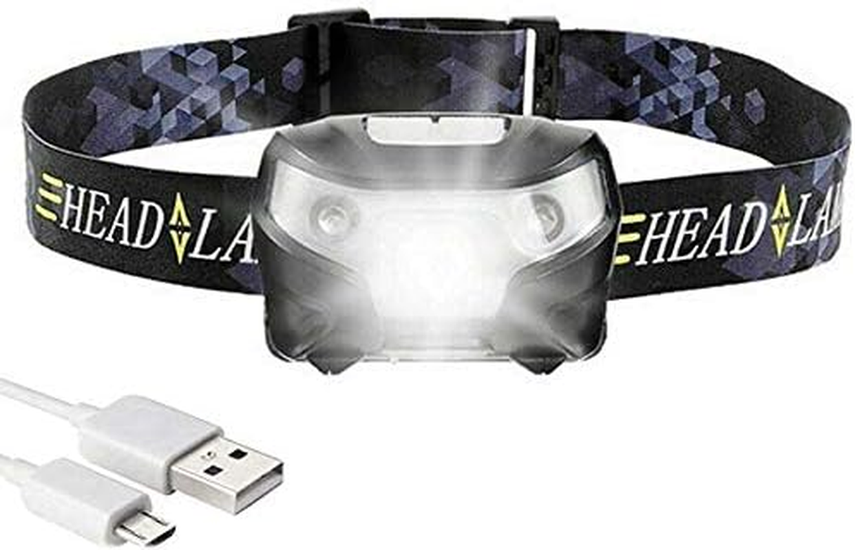 LED Headlamp USB Rechargeable Head Torch 5 Modes Headlight Waterproof Flashlight for Camping Hunting Hiking Running Walking Cycling Outdoors Light image number 1
