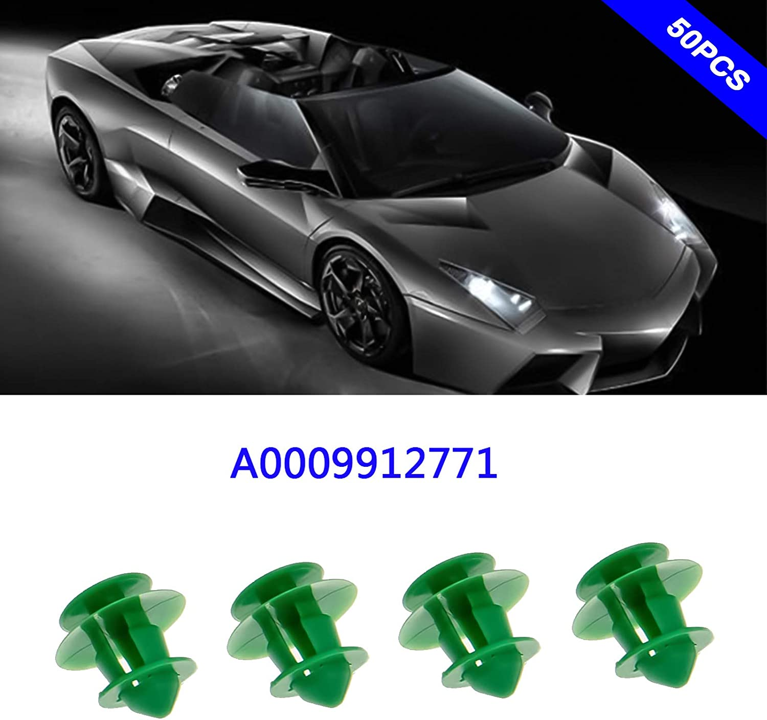 Emsea 50 Pcs Interior Door Card Trim Panel Mounting Clips A0009912771 Green Plastic Compatible with Sprinter Vito Viano W639 0009912771 image number 3