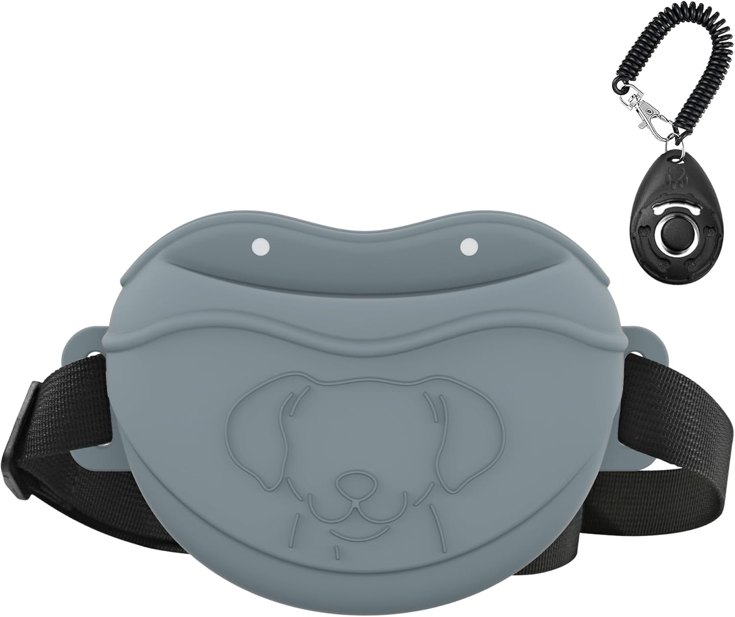 AWINNER Dog Treat Pouch - Premium Silicone - Upgrade 4 Strong Magnets Enhanced Magnetic Closure, Adjustable Waist Belt - Ideal for Puppy Training and Outdoor Walks (Grey)