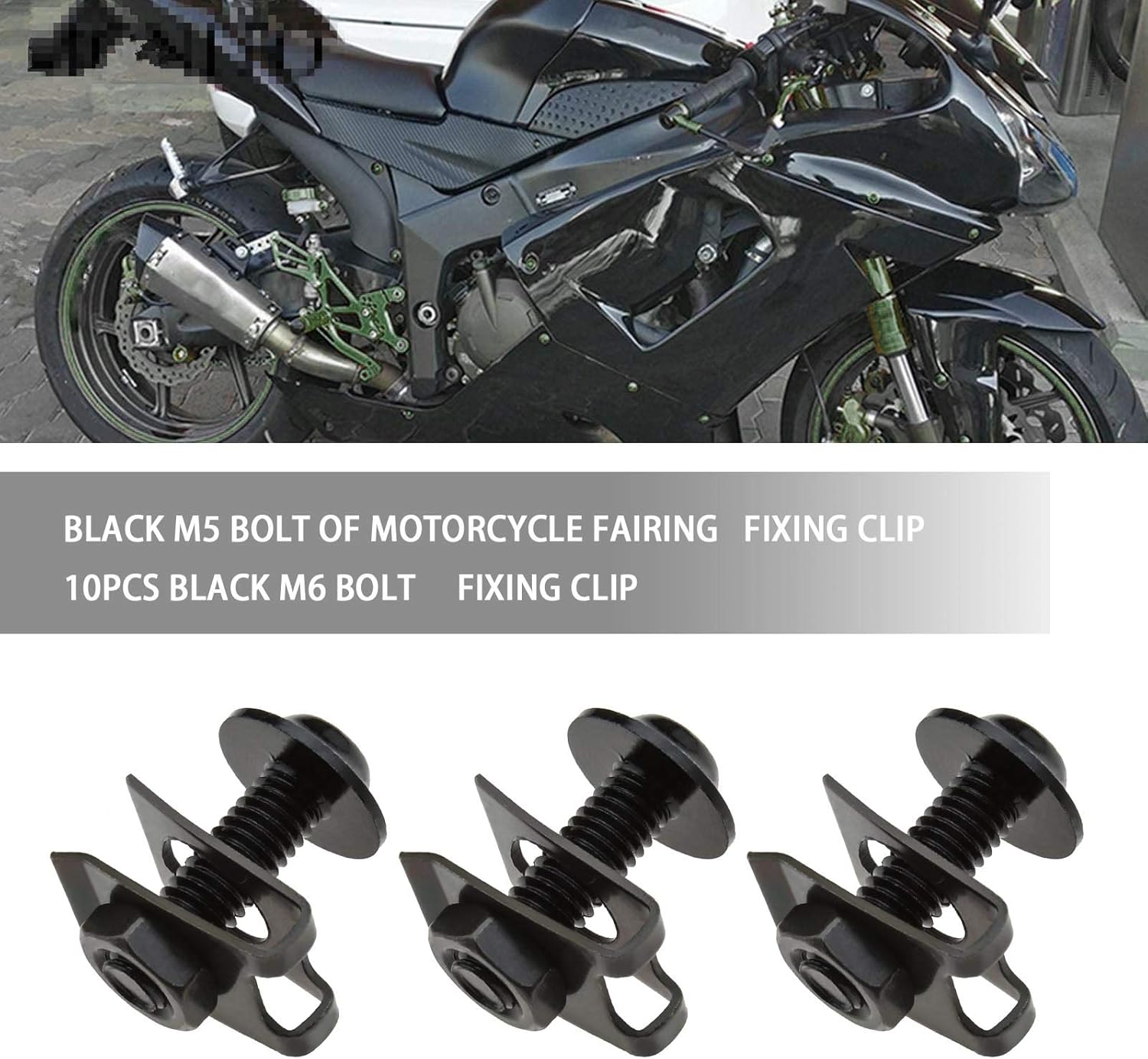 Emsea 40Pcs Motorcycle Fairing Bodywork M5 M6 Bolts & Spring Spire Speed Fastener Clip Nuts Kit Fit for Most Motorbikes Black image number 4