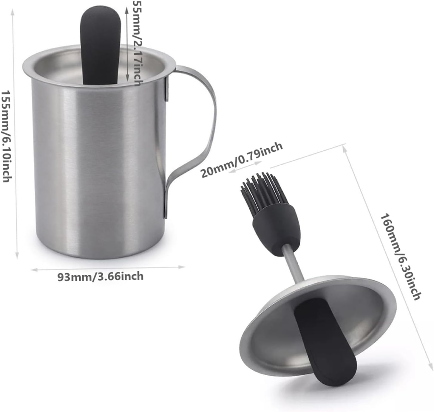 Stainless Steel Basting Pot with Brush, Airtight BBQ Sauce Container with Handle, Heat-Resistant Basting Brush for Cooking & Grilling image number 5