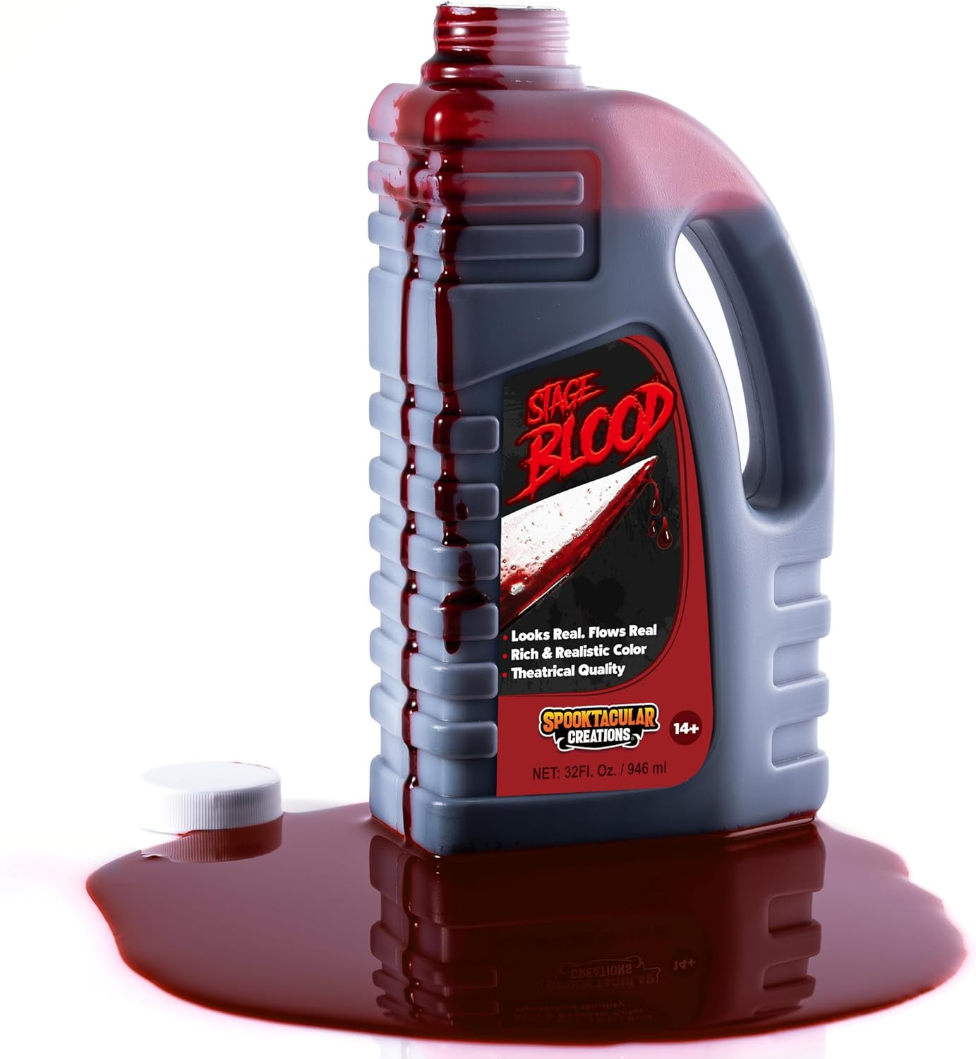 Spooktacular Creations 32 Oz Fake Halloween Vampire Blood Bottle for Halloween Costume, Zombie, Vampire and Monster Makeup & Dress Up image number 5