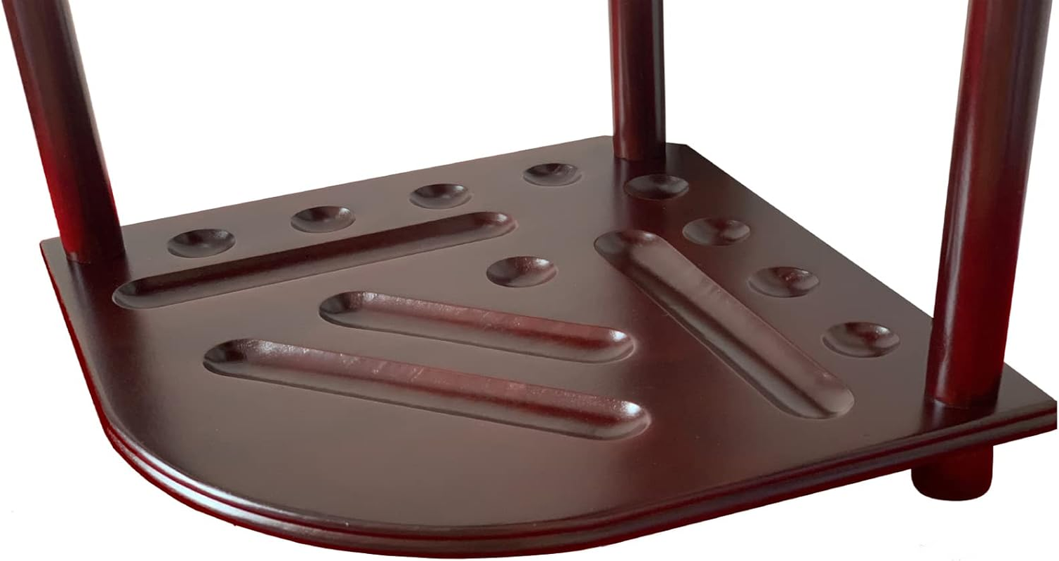 GACCO BILLIARDS Pool Cue Rack Hold up to 8 Sticks & Billiard Accessories. Floor Stand Pool Cue Stick Holder Made of 100% Solid Hardwood.(Traditional Mahogany) - Black image number 4