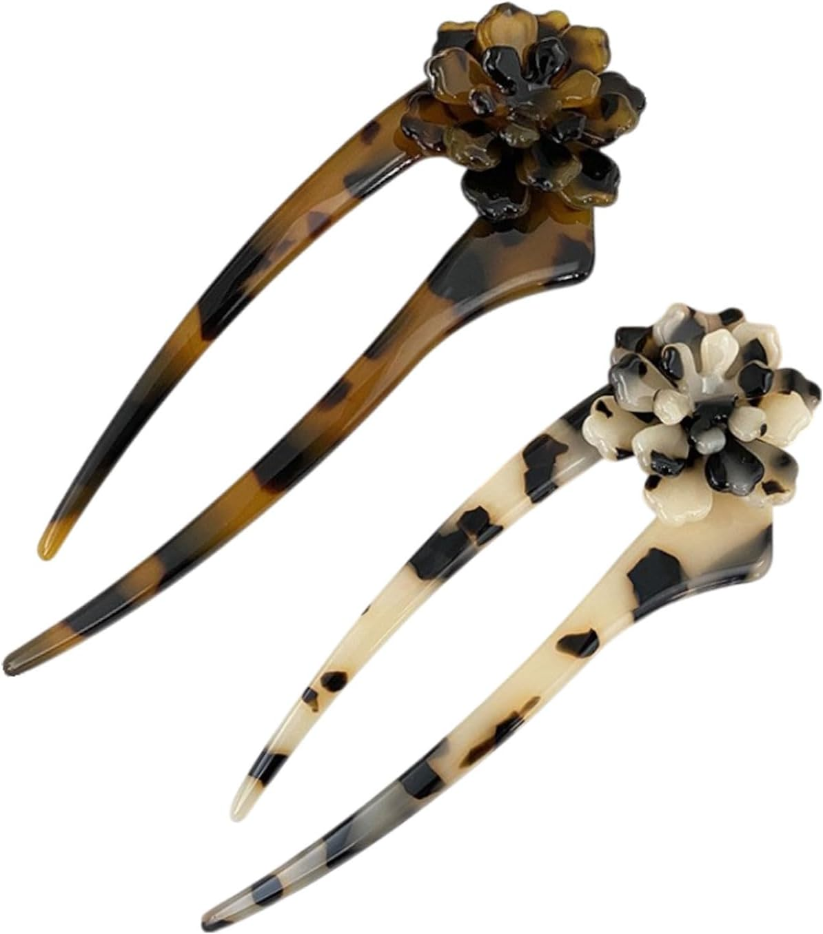 JUKOTA 2 Pieces U-Shaped Hair Pins French Style French Style Hairpin Flower Hair Clips Headpiece for Women and Girls Hair Styling Accessories image number 1