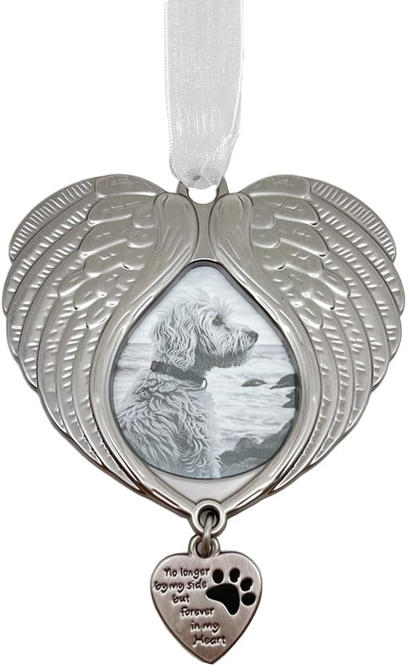 K9King Pet Memorial Gifts - Antique Dog Memorial Christmas Ornament with Angel Wings - Pet Loss Gifts for Dogs - Pet Remembrance Decorative Ornaments for Christmas Tree (With Photo Holder)