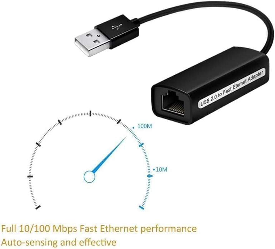 USB LAN Adapter USB 2.0 Network Adapter Patch Cord DSL RJ45 Network Adapter 10/100 Mbps for Laptop, Windows 10/7/9/8/Me/2000/Xp/Vista32/64,Mac Os10.9,Android,Linux