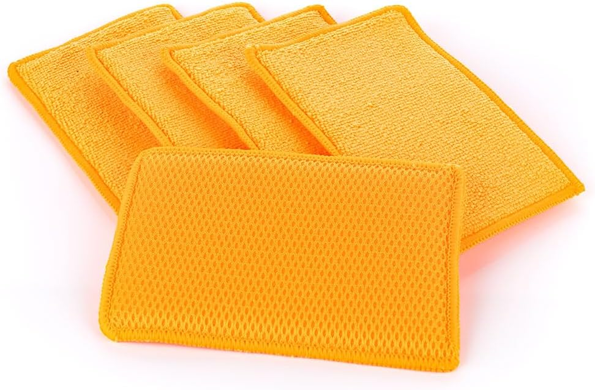 The Rag Company - Jersey Bug Scrubber Pads - Pearl Weave, Easily and Safely Trap Bug Splatter in Sponge, Safe on All Finishes, 4In X 6In, Ice Grey (5-Pack)