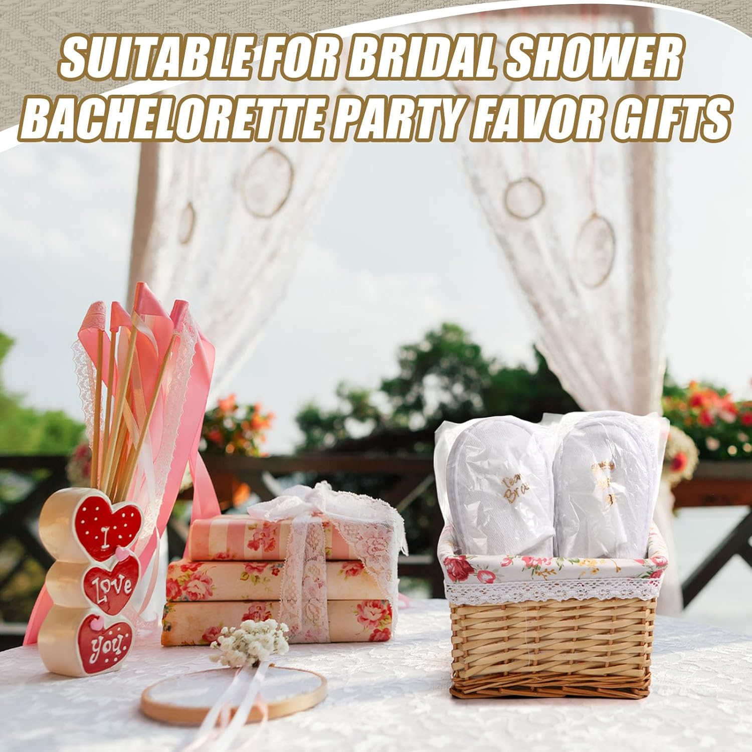 12 Pairs Disposable Wedding Slippers Disposable Hotel Slippers for Guests Bride Bridesmaid Gifts for Travel Spa Home Bridal Shower Women Closed Toe (US Men Size 10,Women 11), Black, One Size image number 5