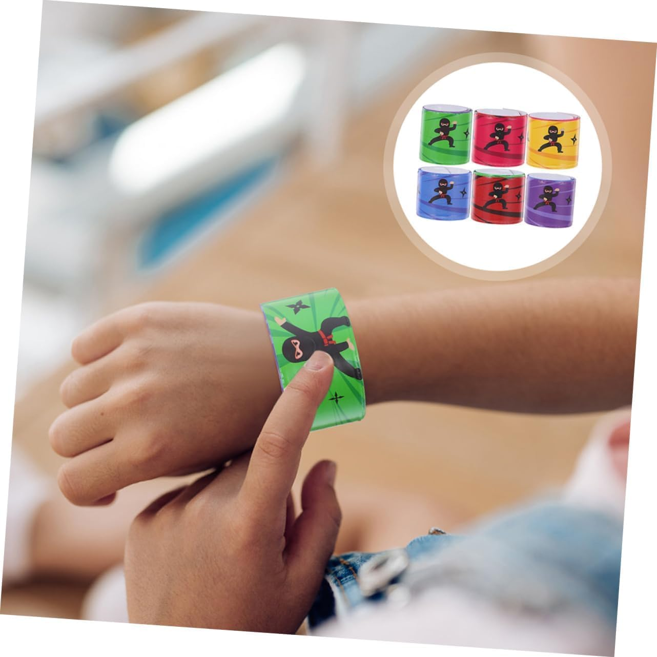 Ninja Themed Pat Ring Slap Bracelets,Ideal Halloween Party Supplies, Candy Bracelets, and Party Favors in PVC(24PCS) image number 2