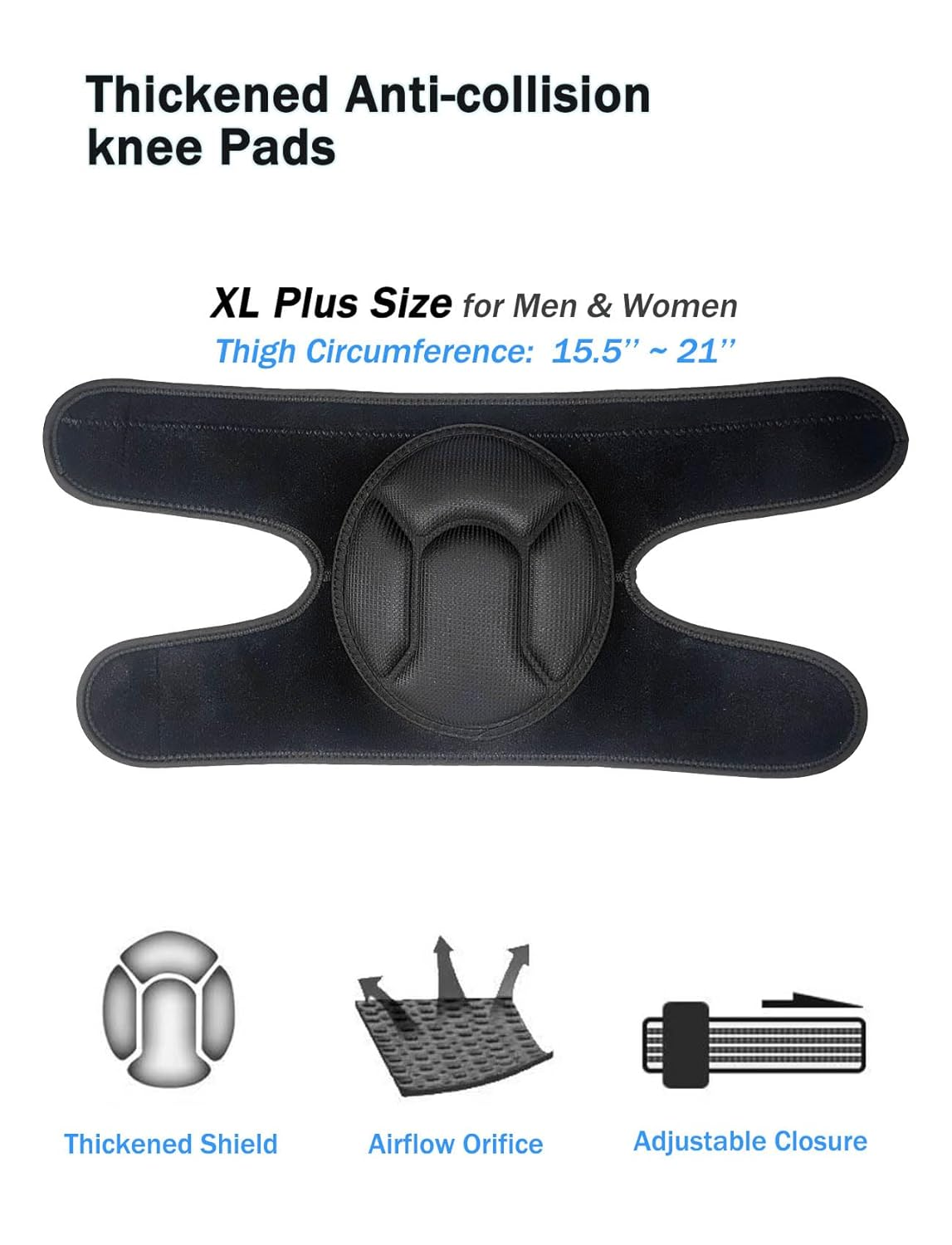 Rolxmed Knee Pads EVA Sponge Cushioned Adjustable, Collision Avoidance Brace for Sports and Kneeling Work Gardening Housework and Maintenance for Men Women (L, 2Packs) image number 3