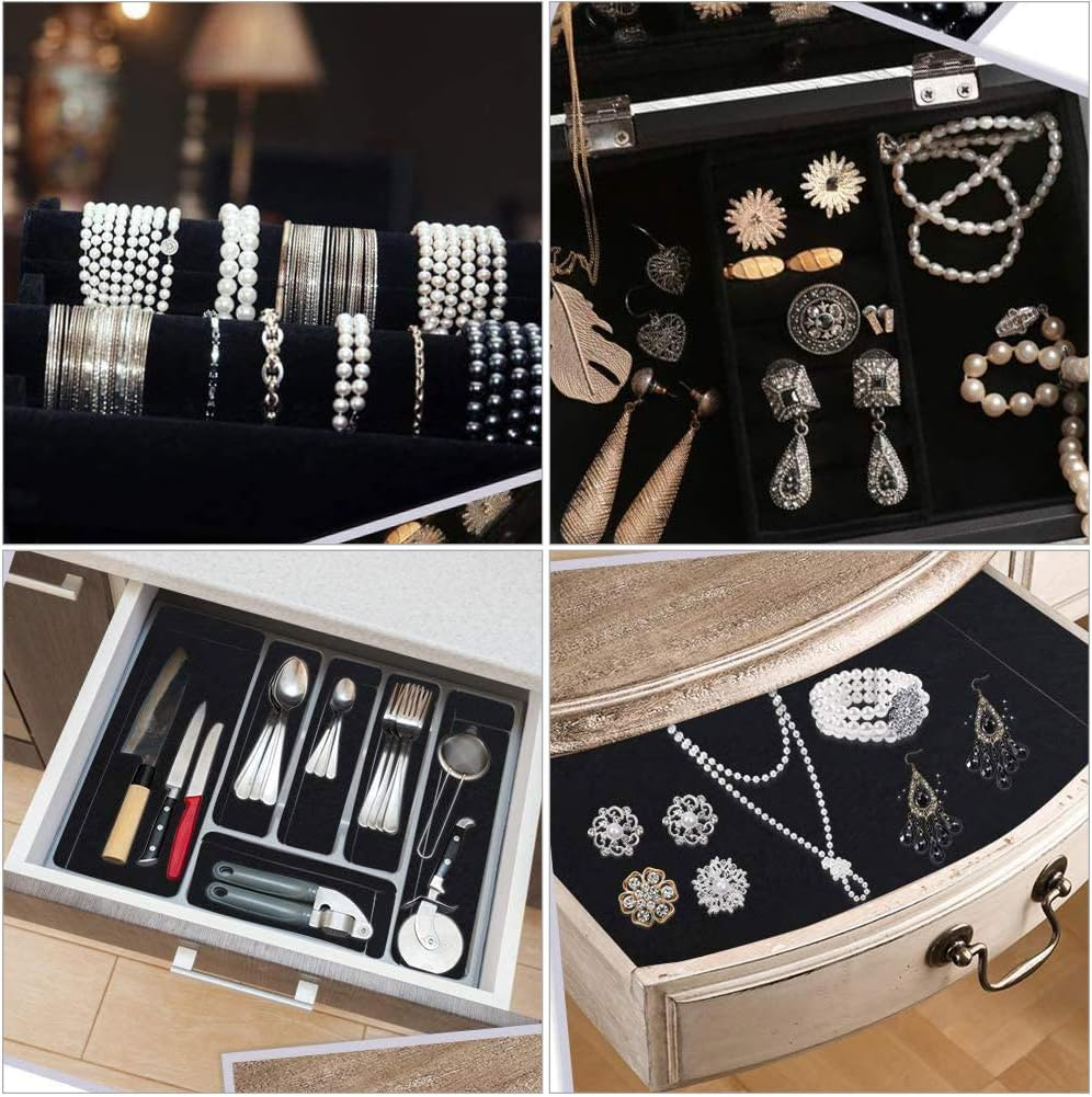 Self Adhesive Felt Roll, Multifunctional Decorative Soft Velvet Sticky Back Felt, Simple Modern Solid Color Drawer Liner for Jewelry Wall Photo Frame (Grey) - Blue image number 7