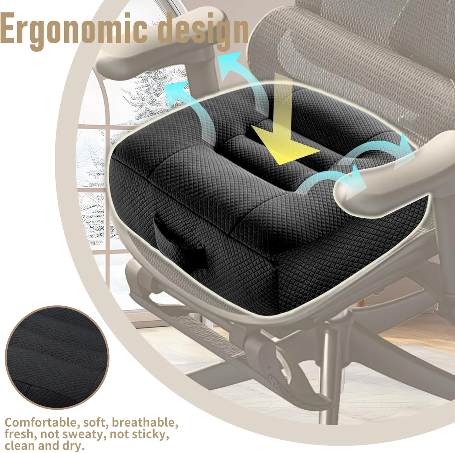 Car Booster Seat Cushion, Portable Non Slip Office Chair Cushion with Breathable Mesh, Effectively Increase the Field of View, Back, Lumbar, Sciatica, Tailbone Pain Relief Cushions image number 5