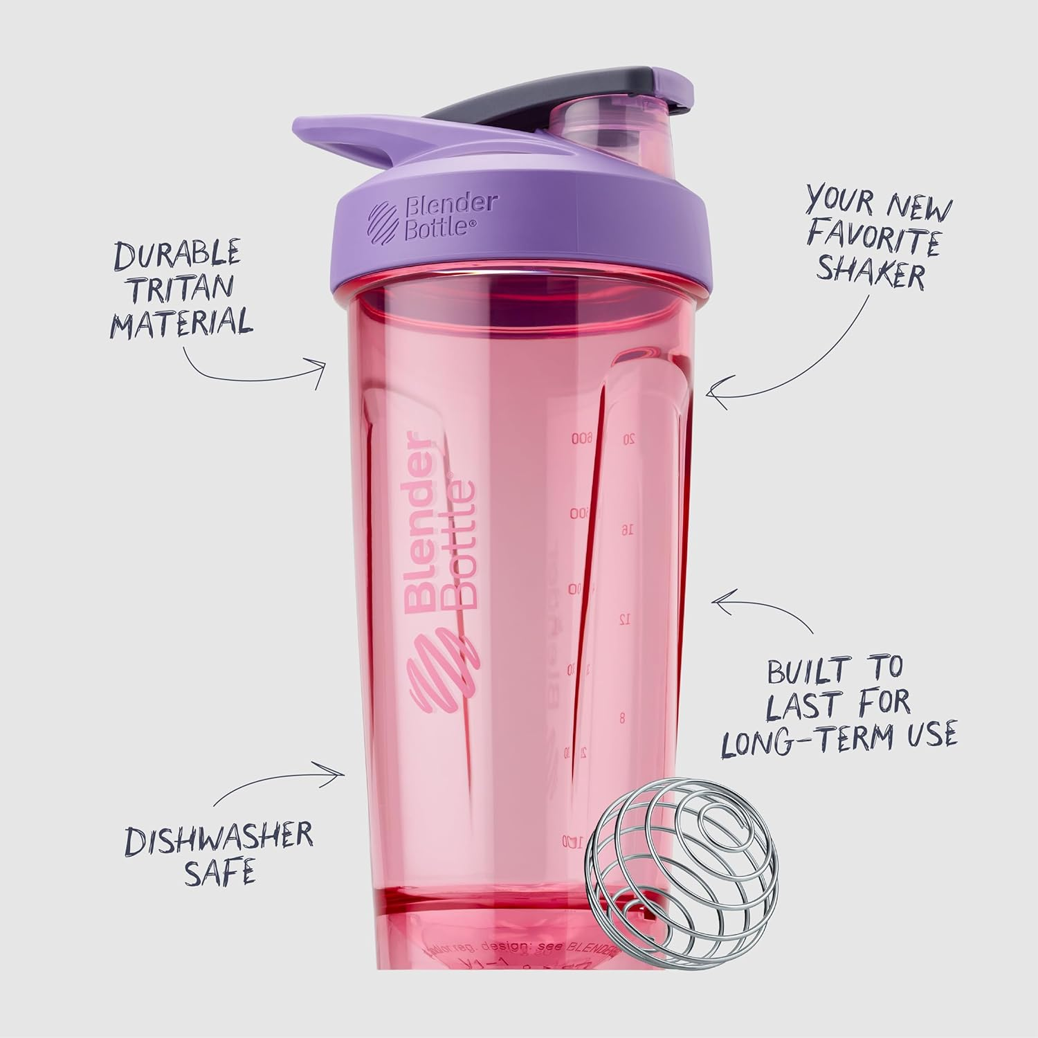 Blenderbottle Strada Shaker Cup Perfect for Protein Shakes and Pre Workout, 24-Ounce, Purple image number 3