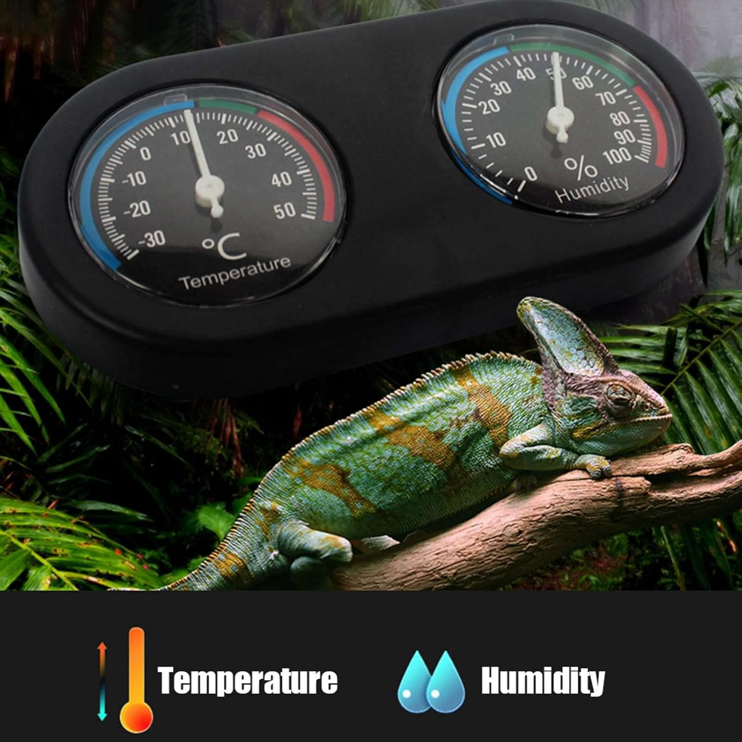 Zerodis 2 in 1 Reptile Hygrometer Thermometer, Physical Temperature Moisture Counter, Easy to Read image number 2
