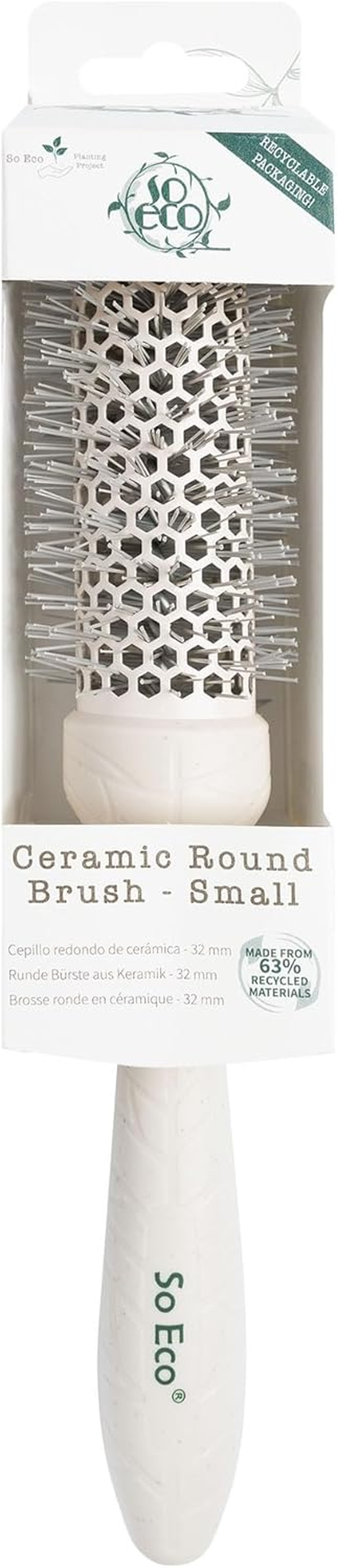 So Eco Medium 43Mm Thermo Ceramic round Brush - Hair Styling, Volumising & Curling Brush for Medium Length Hair. Sustainable Bioplastic Handle & Pins Made from Recycled Plastics