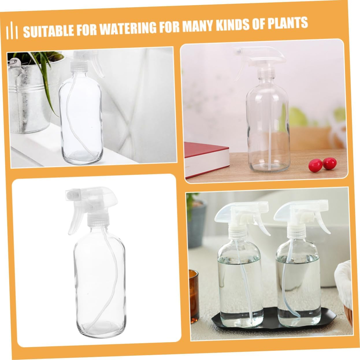 Healvian 2Pcs 500Ml Glass Refillable Spray Bottles Portable for Salon Home Cleaning and Gardening Liquid Misting image number 6