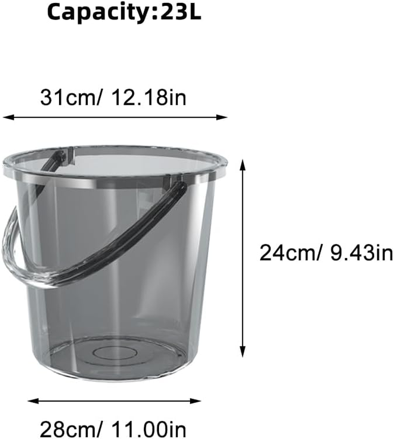 Large Capacity Bucket with Handle and Lid 23L Transparent Plastic Water Bucket for Home Bathroom Dormitory and Outdoor Use image number 2