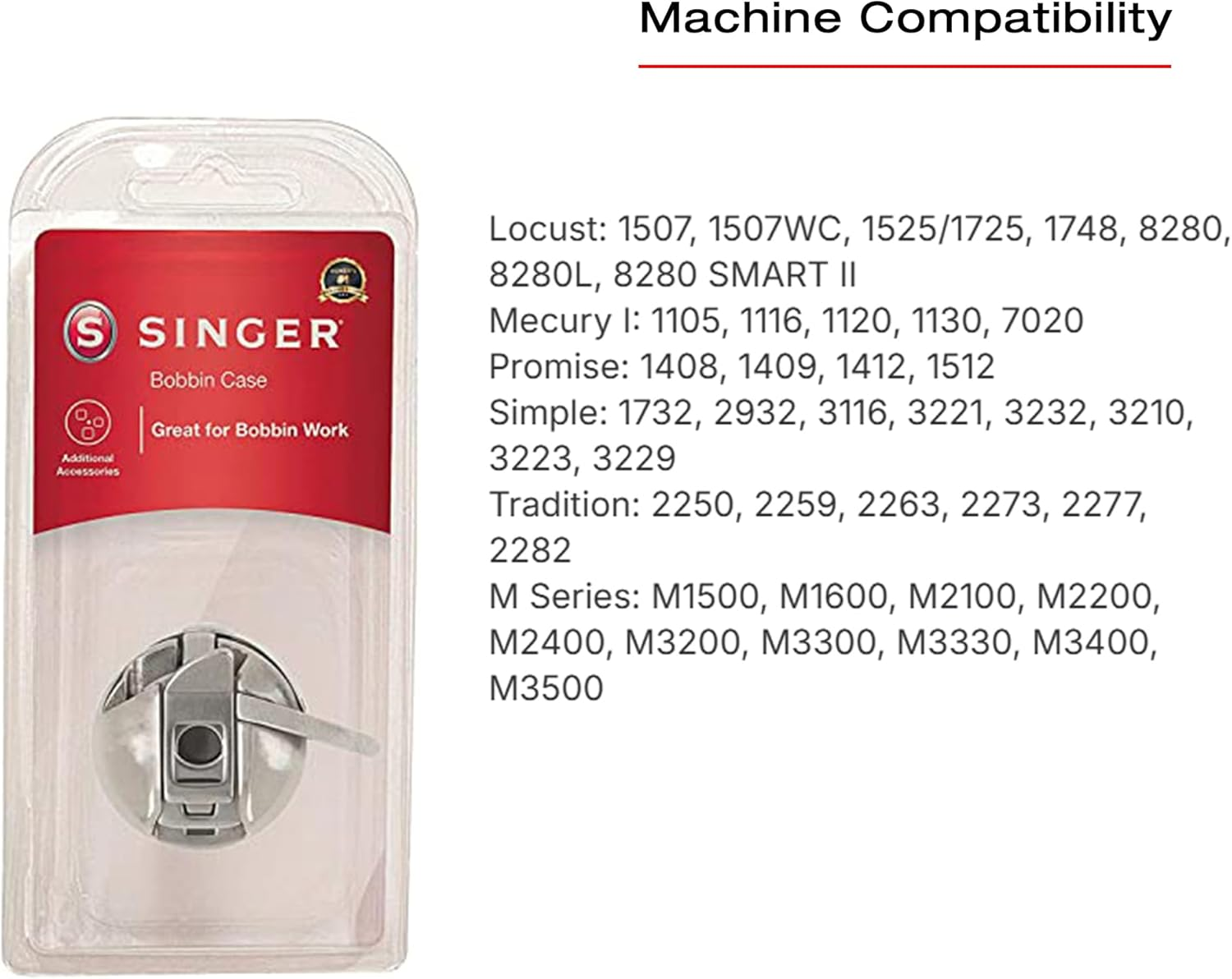 SINGER Spare Bobbin Case for Class 15 Front-Loading Bobbin Systems | Adjustable Tension Screw for Thicker Threads image number 4