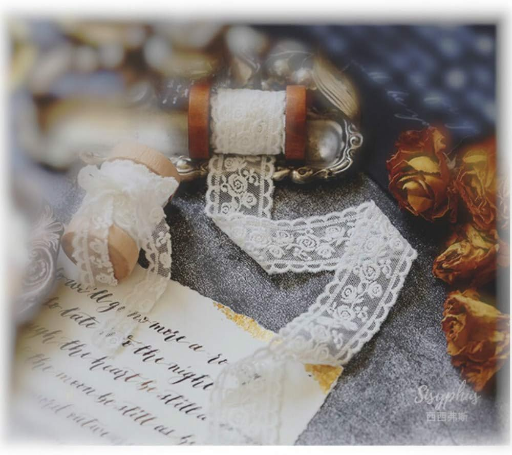 Lace Trim Ribbon, Delicate White Floral Ribbon for Wedding/Bridal Decoration, DIY Craft Sewing, Home Decoration, 5 Yards - Beige image number 7