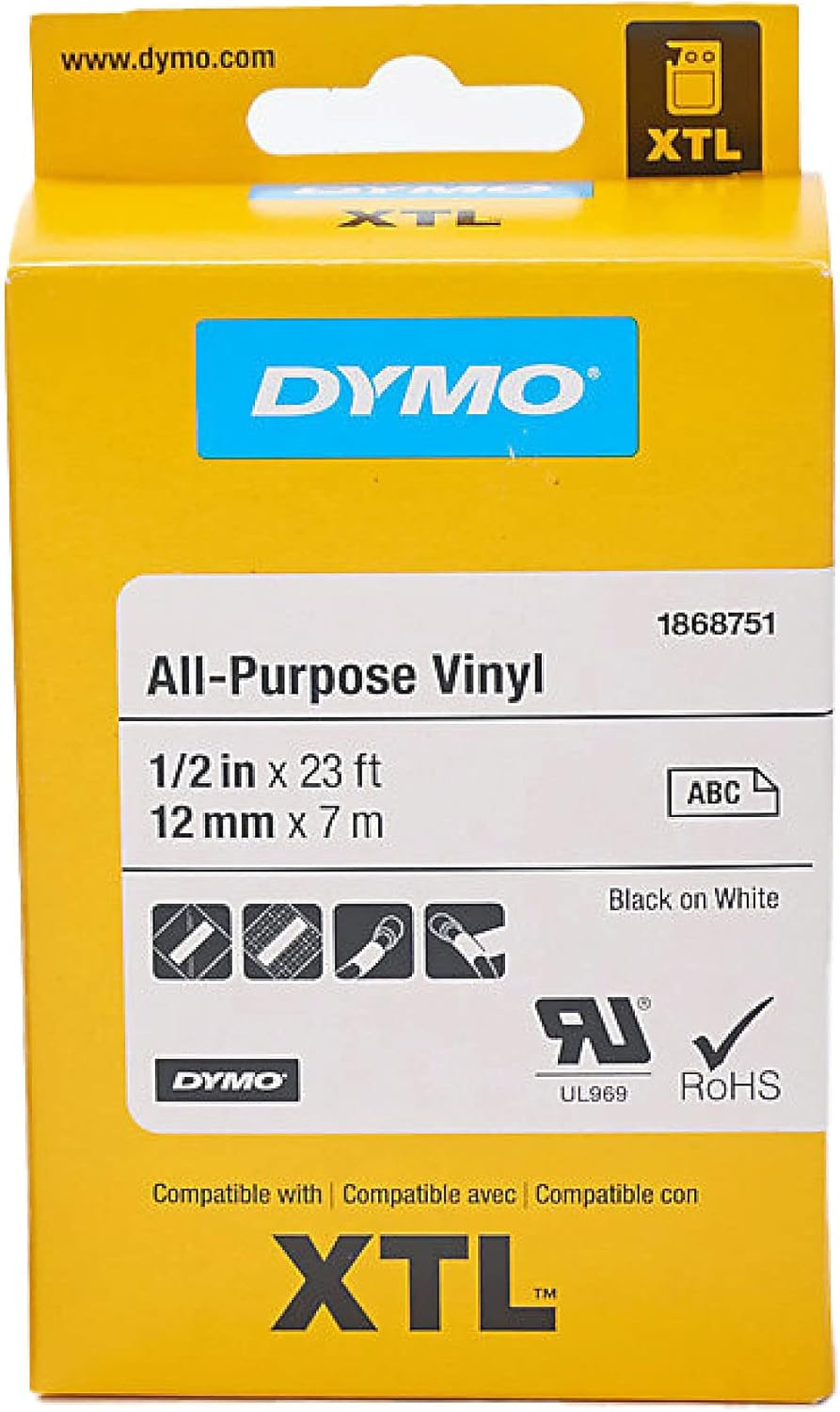 Dymo XTL All-Purpose Vinyl 1/2" (12 Mm) - Black on White image number 4