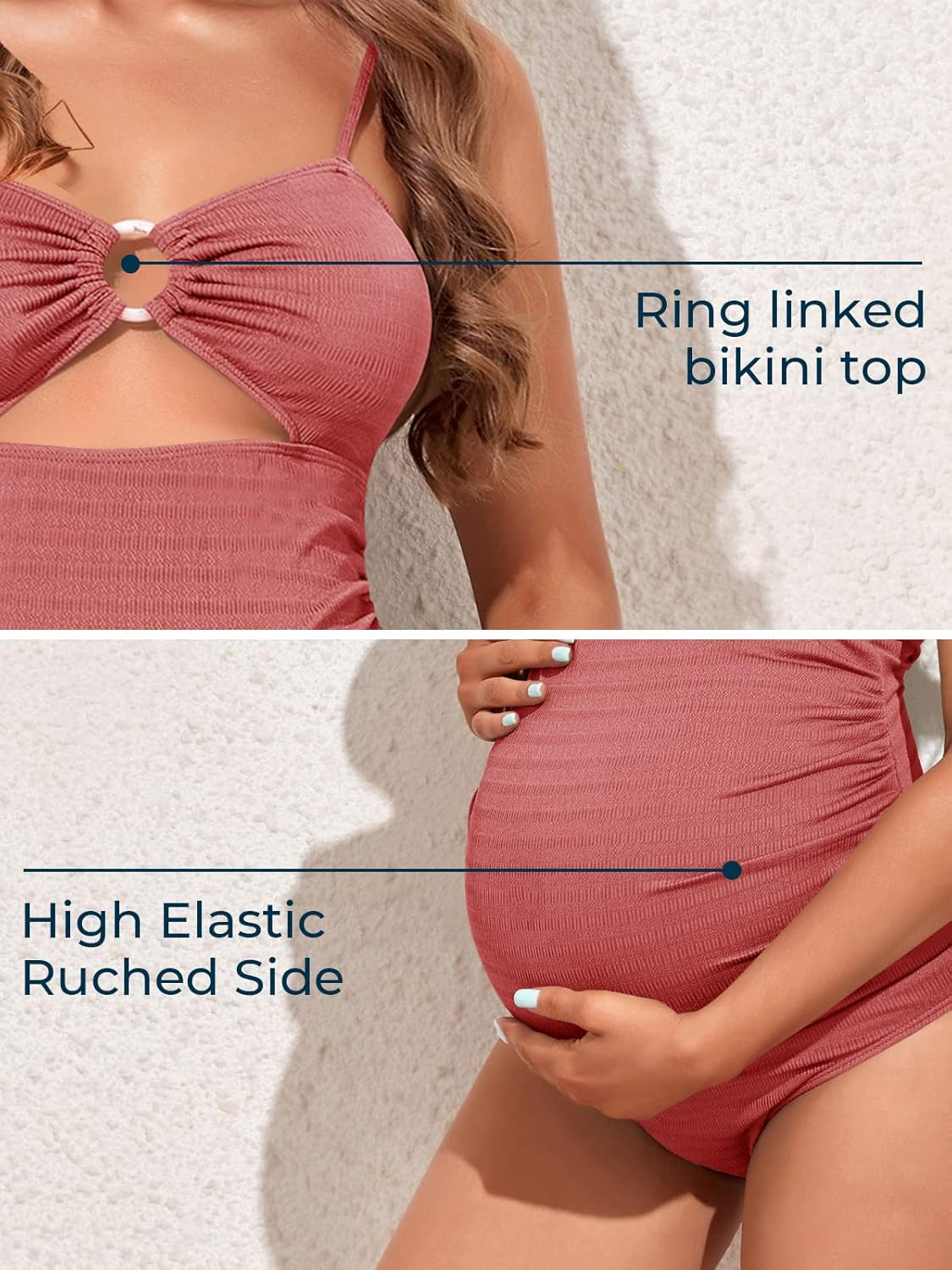 Summer Mae Maternity Swimsuit One Piece Bathing Suit O-Ring Front Pregnancy Swimwear image number 5