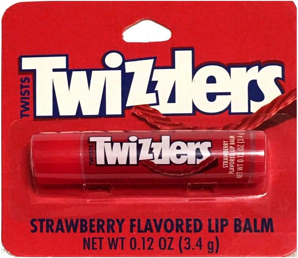 Taste Beauty (1) Stick Twizzlers Twists Strawberry Candy Flavored Lip Balm Gluten Free - Red Tube Carded - Net Wt. 0.12 Oz