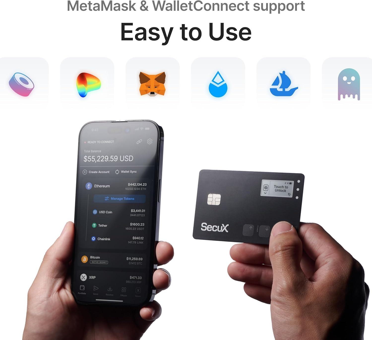 Secux Shield Bio Crypto Hardware Wallet - Secure Biometric Authentication, Cold Storage Card for NFT, Bitcoin, Ethereum, ERC20, BEP20, Etc, Flat Black, Compact image number 6