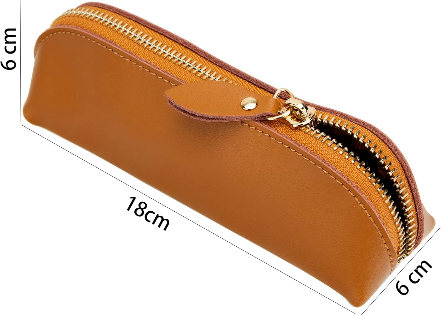 Zippered Leather Pen Case Pencil Case Stationary Cosmetic Pouch for School Teen Girl Boy Men Women image number 4