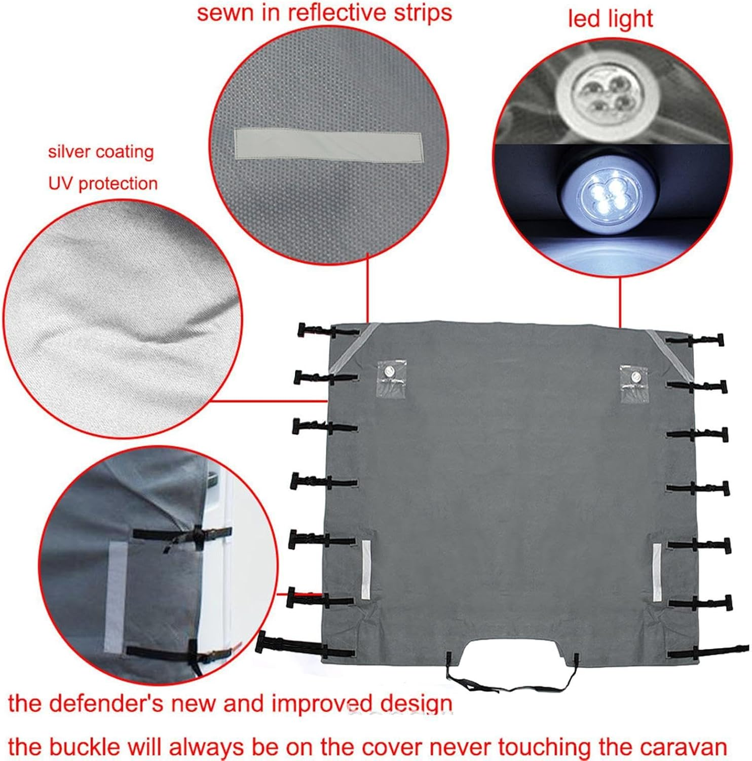 Lyanny RV Tow Cover,Caravan Waterproof Towing Front Cover - RV Towing Cover Caravan Covers Protector for Motorhome Waterproof with Reflective Strips image number 5