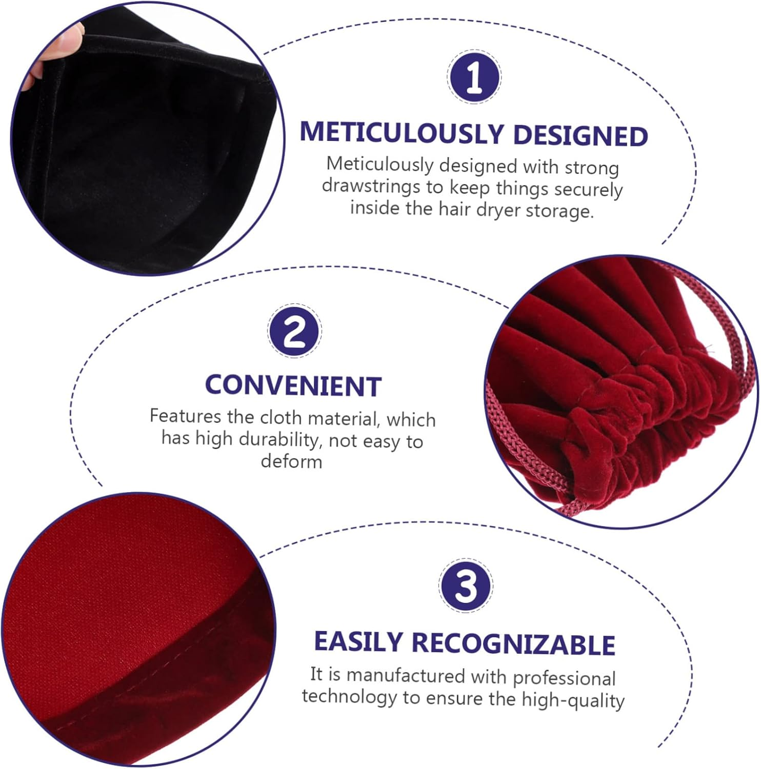 SOESFOUFU 6Pcs Hair Dryer Bag Storage Organizer Drawstring Bag for Home Hotel Guest image number 4