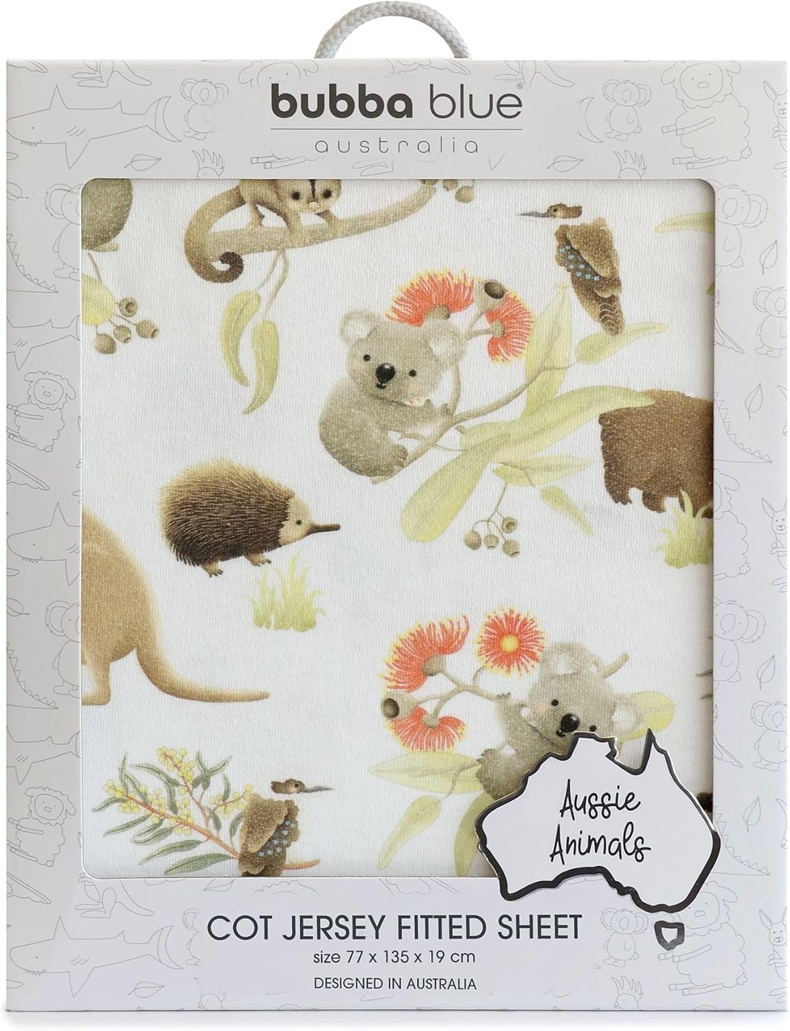 Bubba Blue New Aussie Animal Cot Fitted Sheet image number 1
