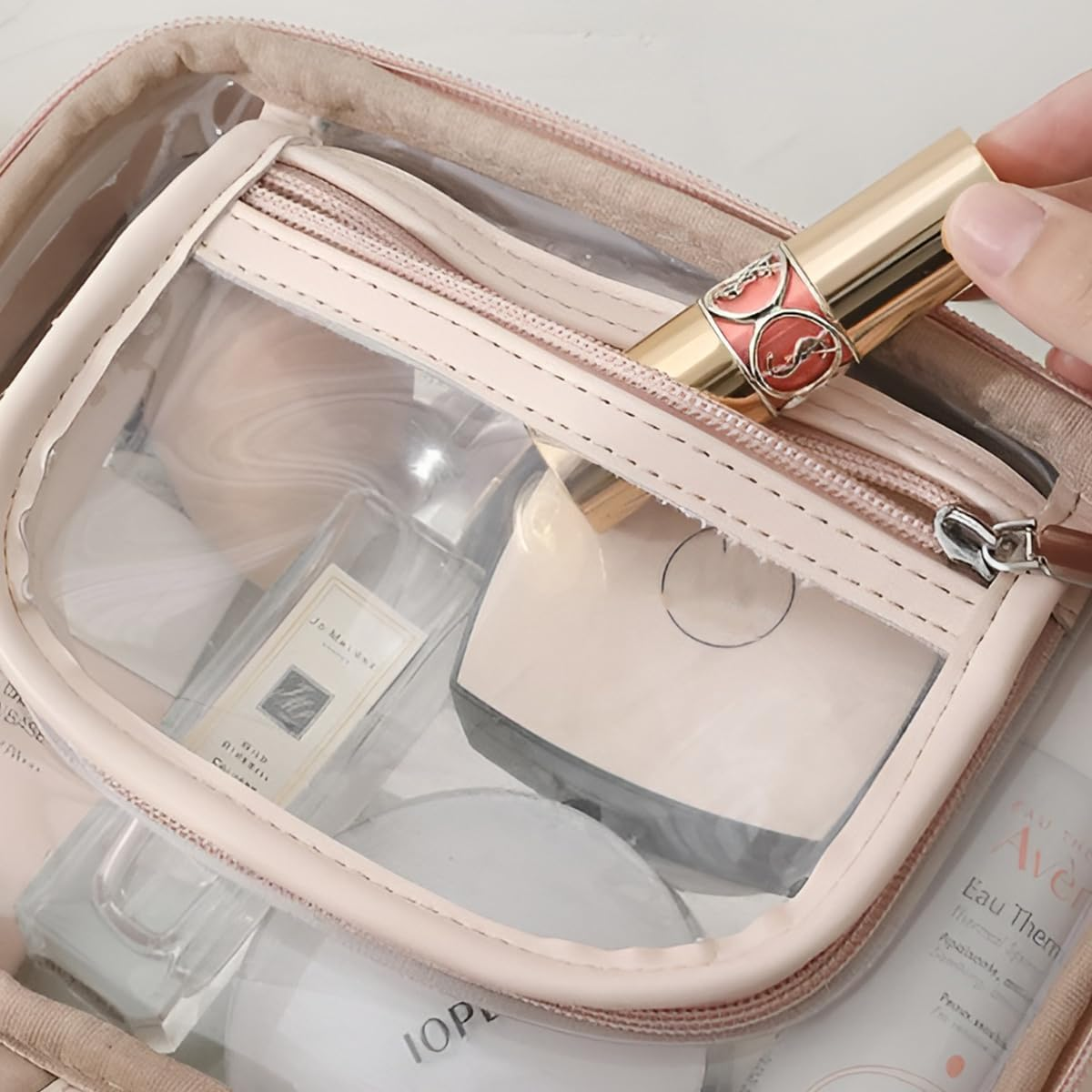 AIMALL Waterproof Travel Cosmetic Bag - Lightweight Transparent Organizer with Dual Compartments, Perfect for Women&rsquo;S Makeup and Toiletries image number 4