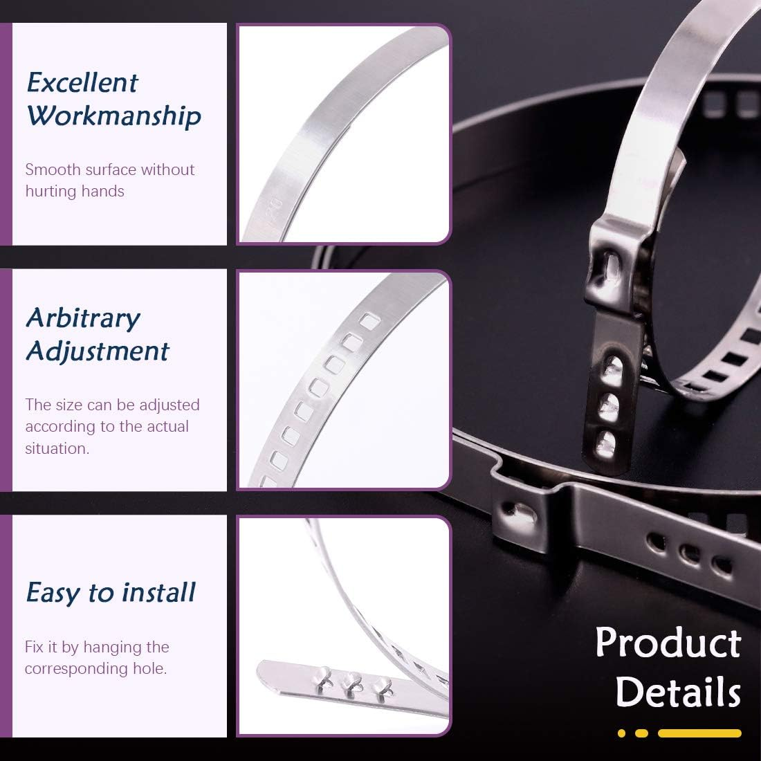 Swpeet 12Pcs CV Boot Clamp Assortment Kit, 6 Pairs Universa Small and Large Stainless Steel Universal Adjustable Stainless Steel Drive Shaft Joint Boot Crimp Clamp Kit for Most Cars