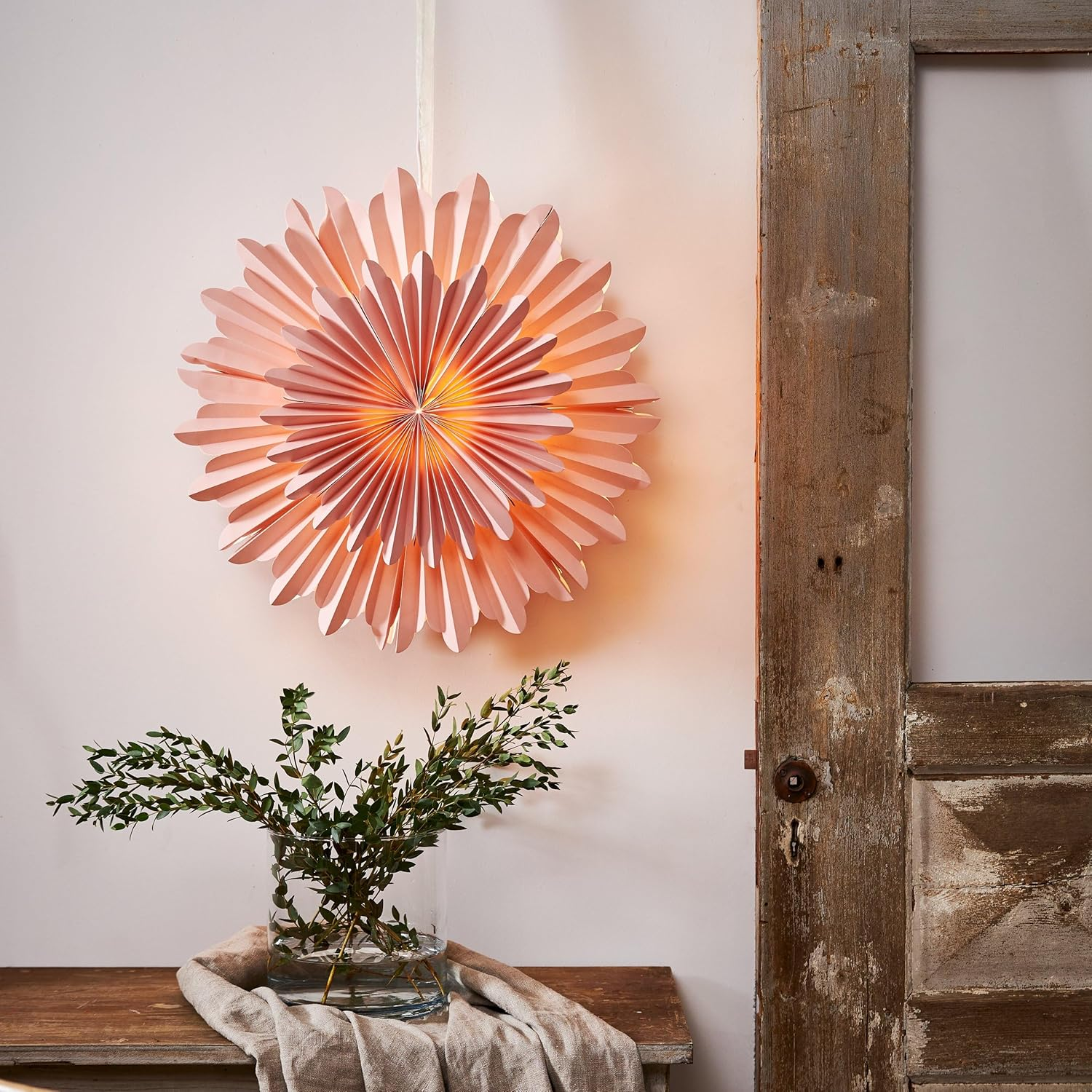 EGLO Christmas Star for Indoor Use, Decorative Star Made of Paper for Hanging, Window Decoration in Pink, 3D Advent Star, Wall Decoration for Living Room, Diameter 50 Cm image number 6