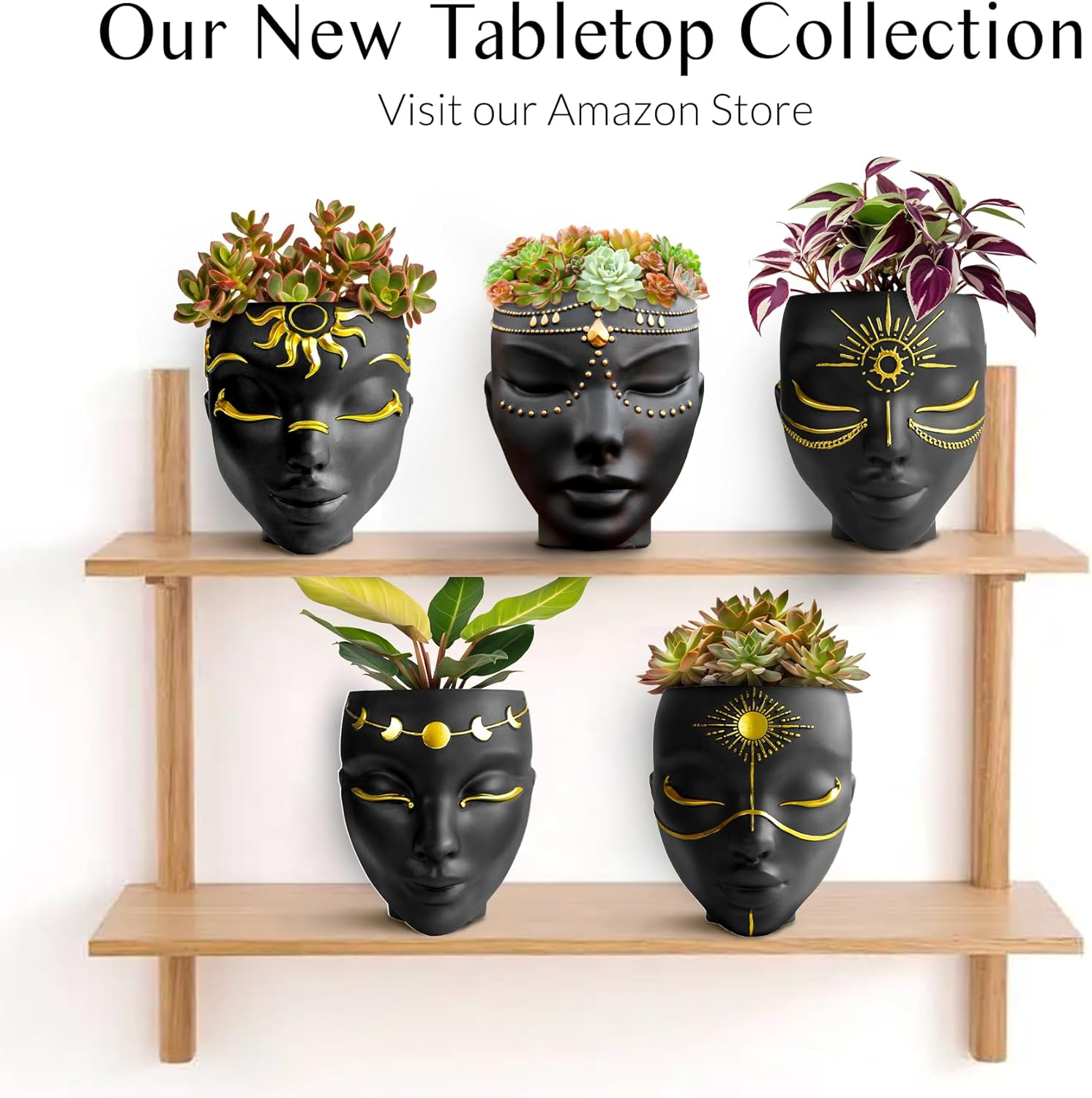 Bossa Linda Wall Planter | 7 Colors Avail | Unique Face Planters Pots Head Planter - Plant Gifts for Indoor Plant Lovers Gift Ideas - Face Planter Gifts for Plant Lovers, Succulent Plant Gift - Beige - Grey image number 3