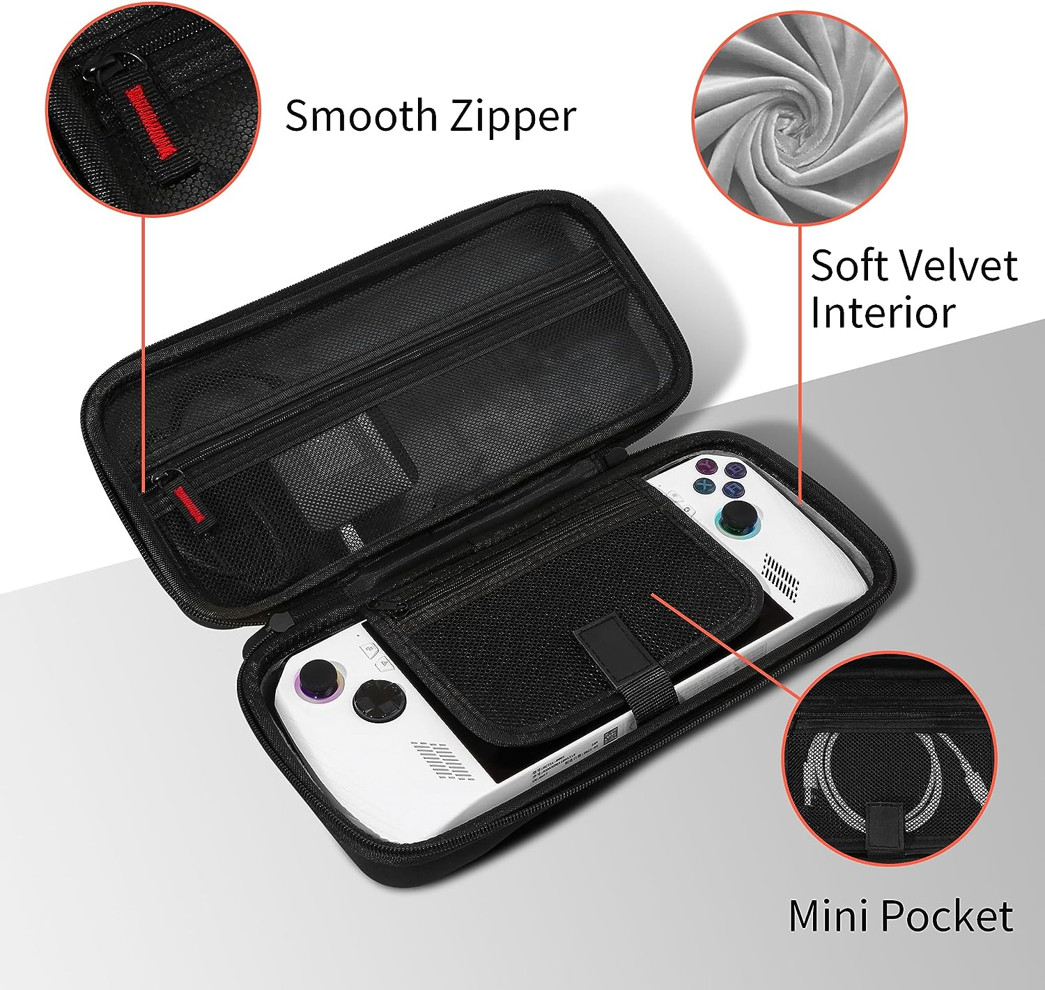 Iofeiwak Carrying Case for ROG Ally/Ally X - Portable Hard Shell Carrying Case for ROG Ally/Ally X Gaming Handheld - Double Pocket/Button Protection/Large Capacity image number 6