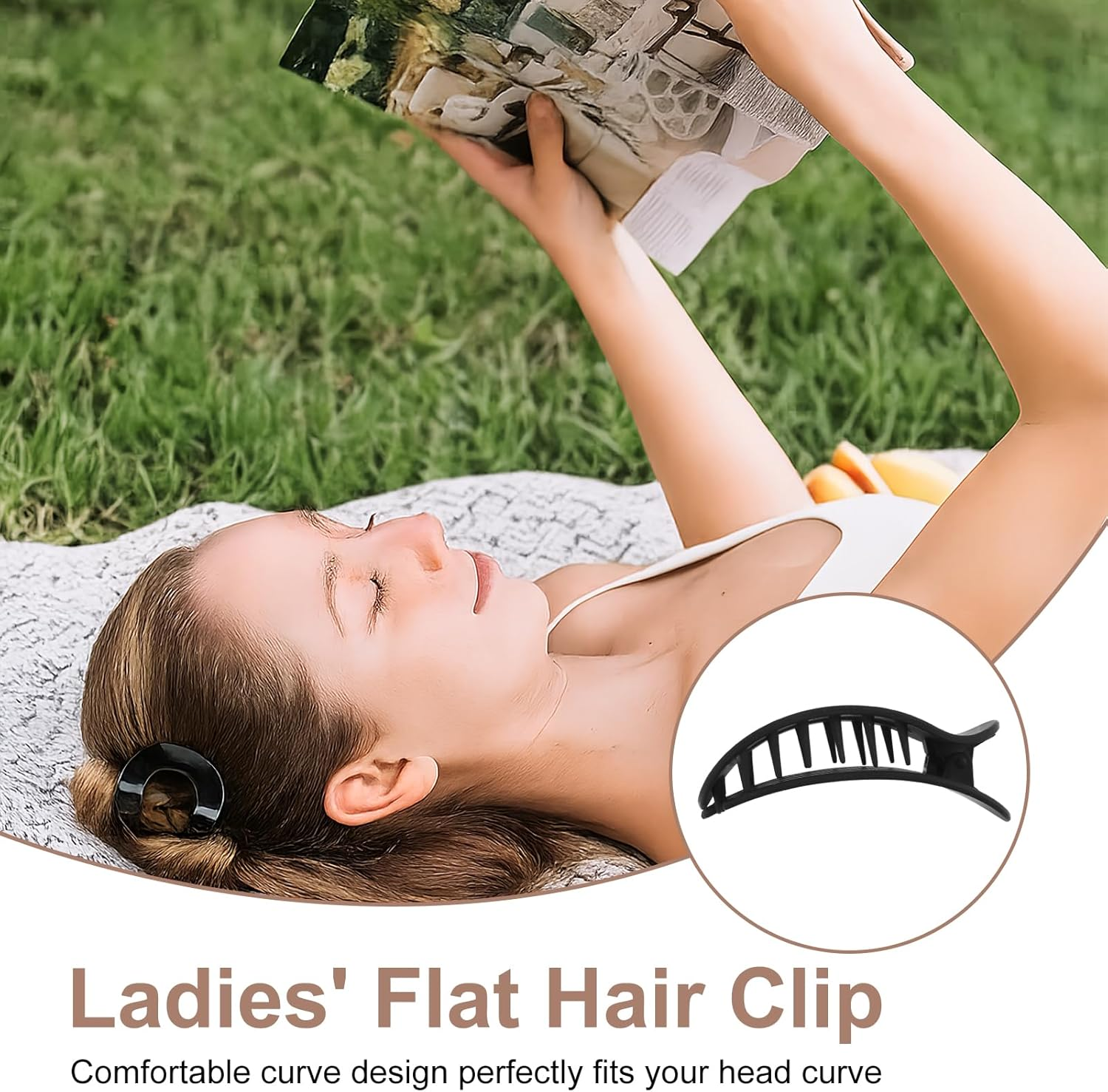 Pack of 4 Flat Hair Clips for Women, Simple Elegant Duckbill Hair Clip, Matte Large Hair Clip, Curved Design, Flat Secure Hold Inner Teeth, Hair Claws for Thin and Thick Hair