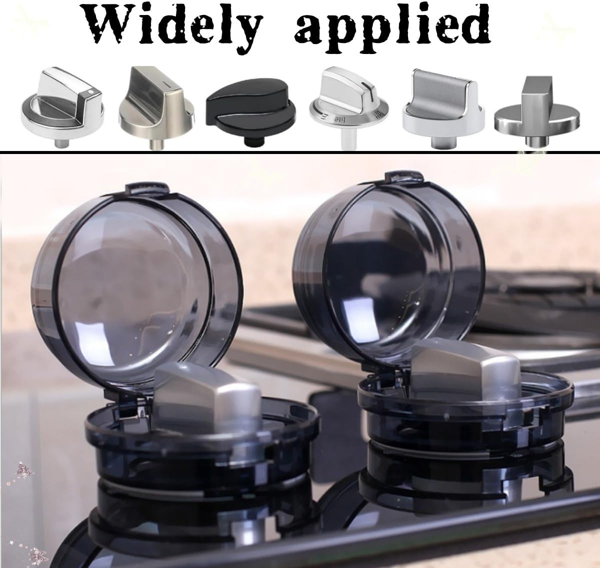 10 Pcs Universal Gas Knob Covers,Gas Stove Knob Safety Cover, Kids Stove Protection Device(Black) image number 3
