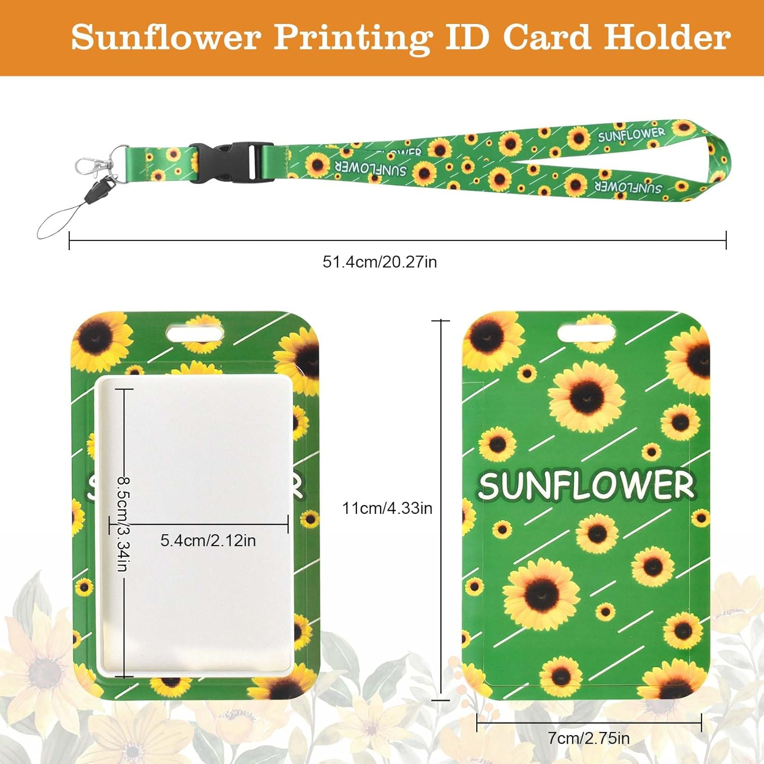 Sunflower ID Card Holder with Detachable Lanyard - ABS Plastic Badge Holder for Work, Events, Healthcare Workers, Teachers - Stylish Office Accessories image number 6