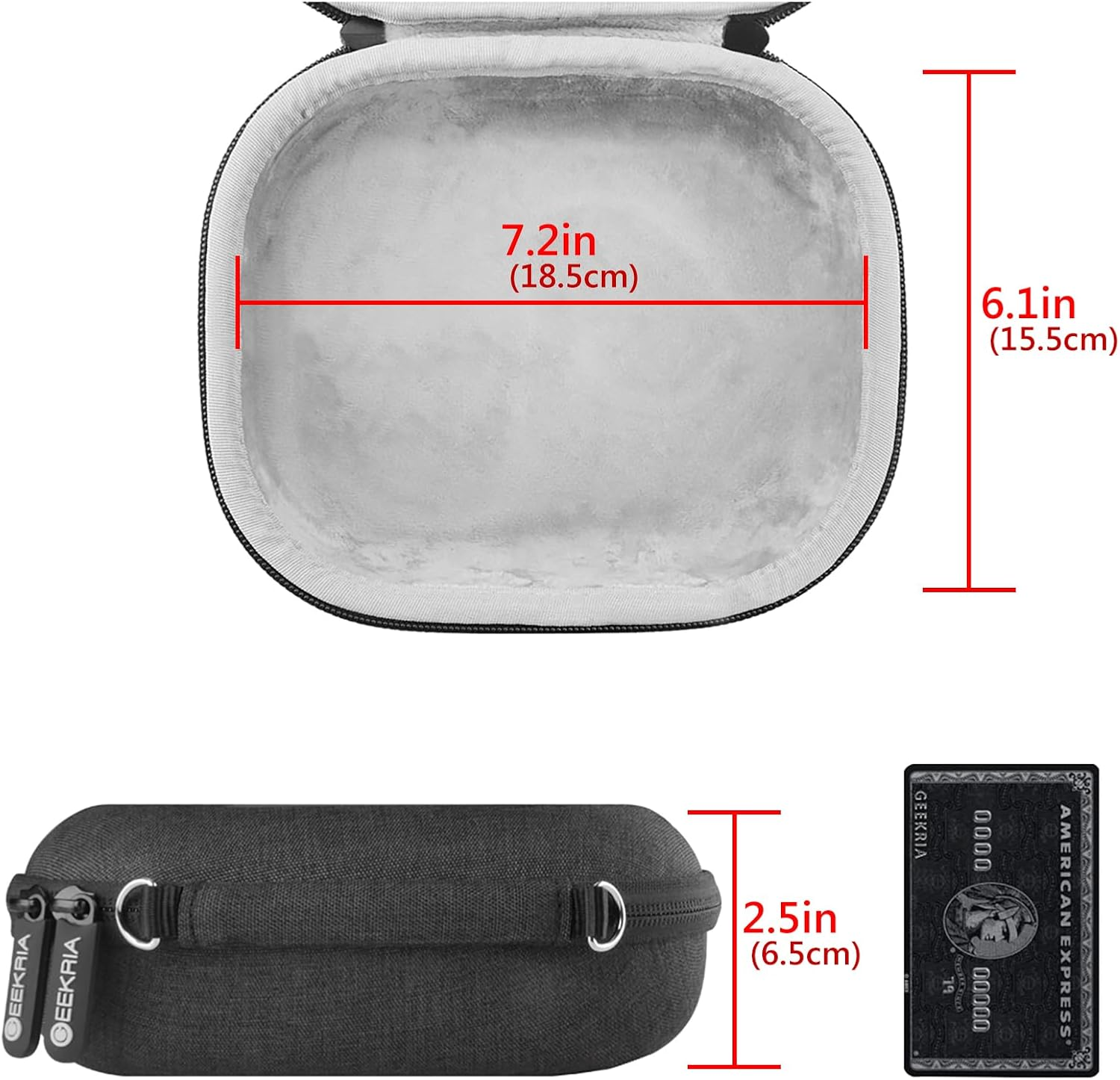 Geekria Shield Headphones Case Compatible with Sennheiser PXC 550-II Wireless, PXC 550, PXC 480, Replacement Hard Shell Travel Carrying Bag with Cable Storage (Dark Grey) - Black image number 5