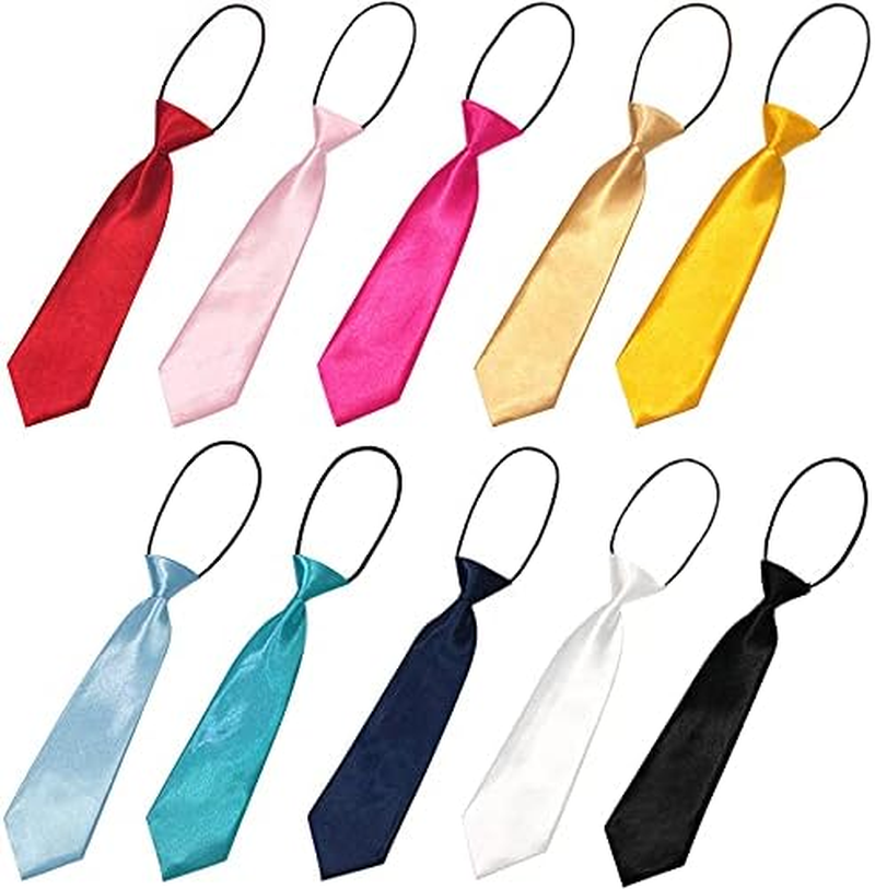 Young School Boy, Kids, Child, Toddler Wedding Solid Color Elastic Ties Necktie image number 2