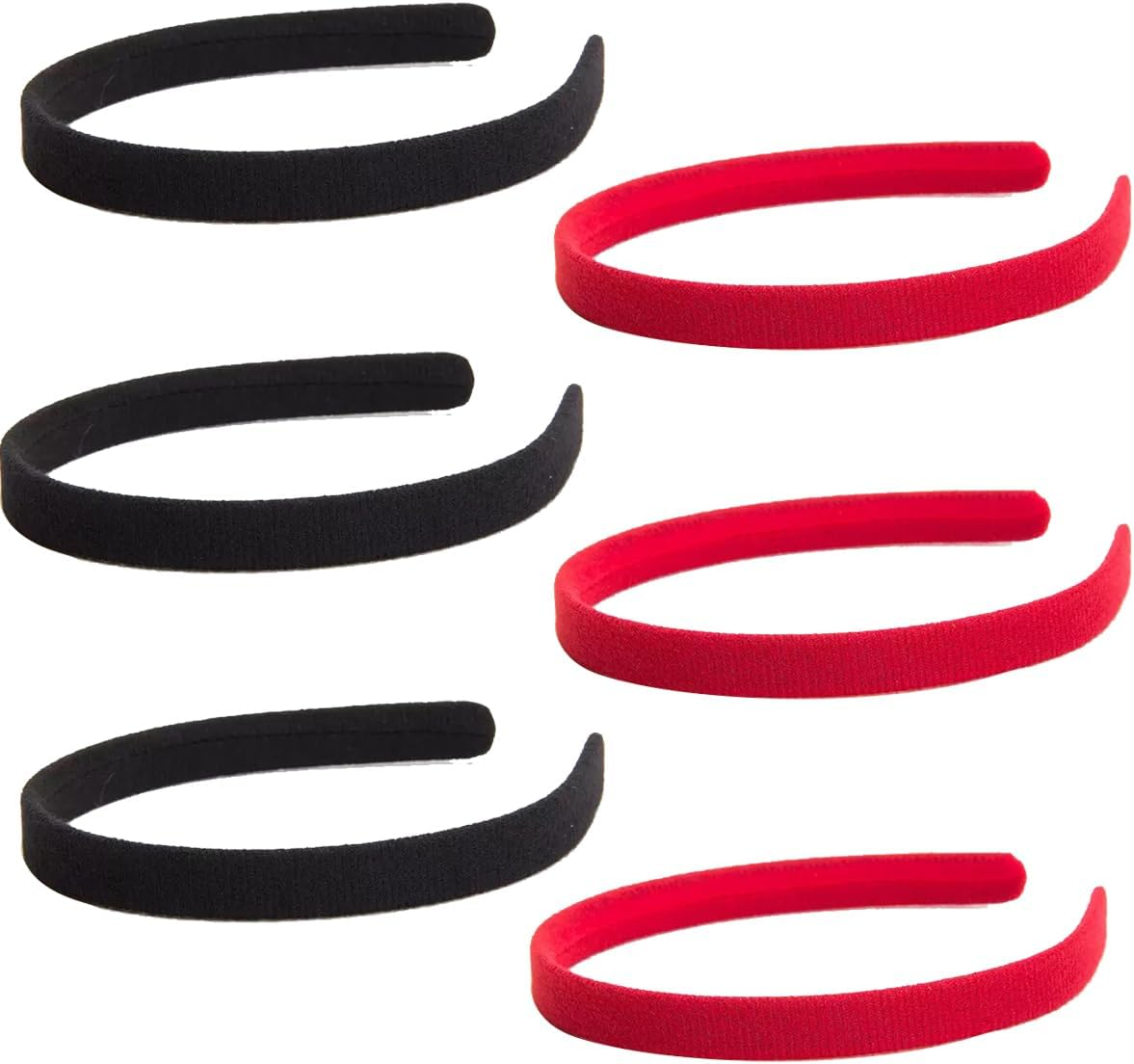 TSUOUKL Pack of 6 Red Headbands, Red Band Accessories, Fashion Red Hair Accessories, Velvet Headbands for School, Red Nose Day, Hair Bands for Girls image number 5