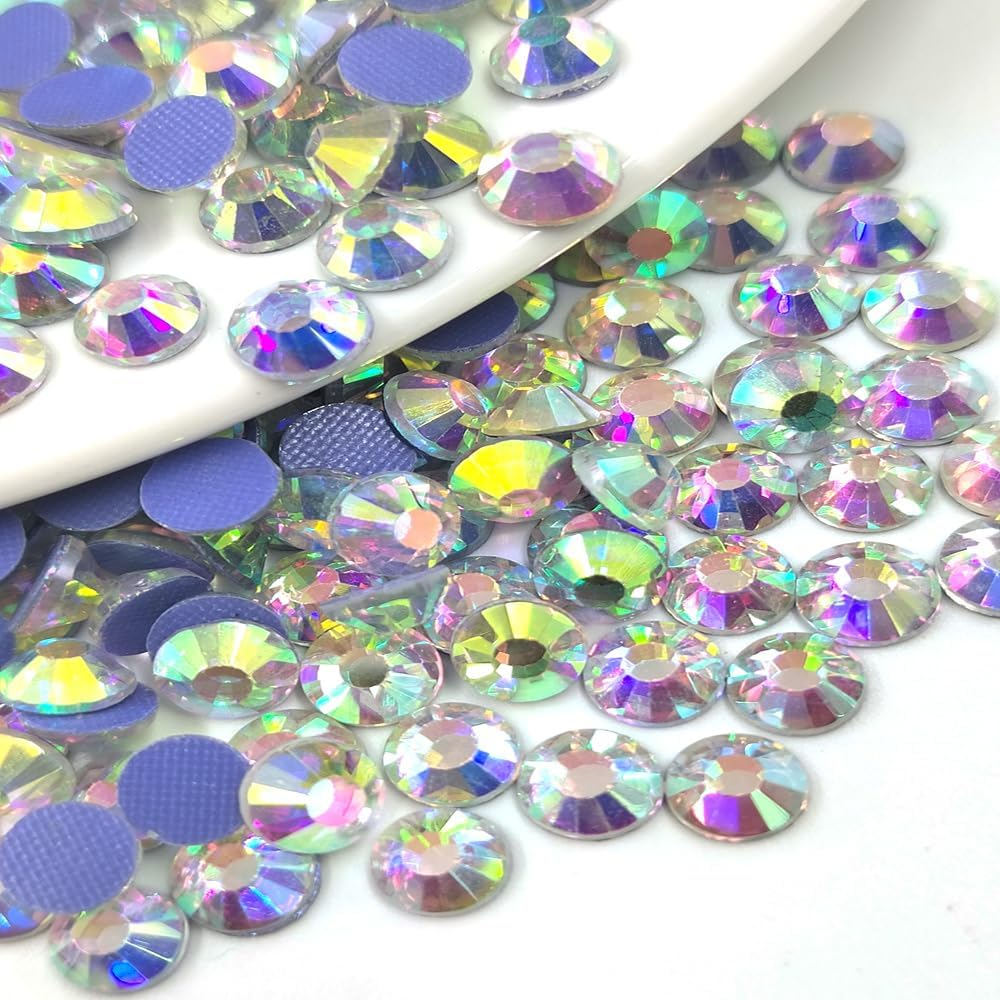 Liliume 1440 Pieces Hotfix Rhinestones SS20 Crystal AB Rhinestones 20 Colours 4 Sizes round Glass Rhinestones for Clothing Shoes DIY Crafts (Crystal AB-SS20) image number 1