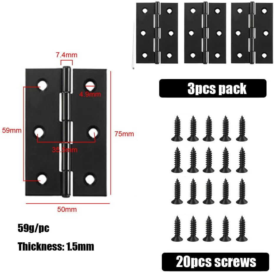 3PCS Stainless Steel Cabinet Door Hinge Repair Plate Furniture Cabinet Door Hinge Fixed Installation Hinge Hole Repair Artifact with Screws (Door Hinges(Black)) image number 6
