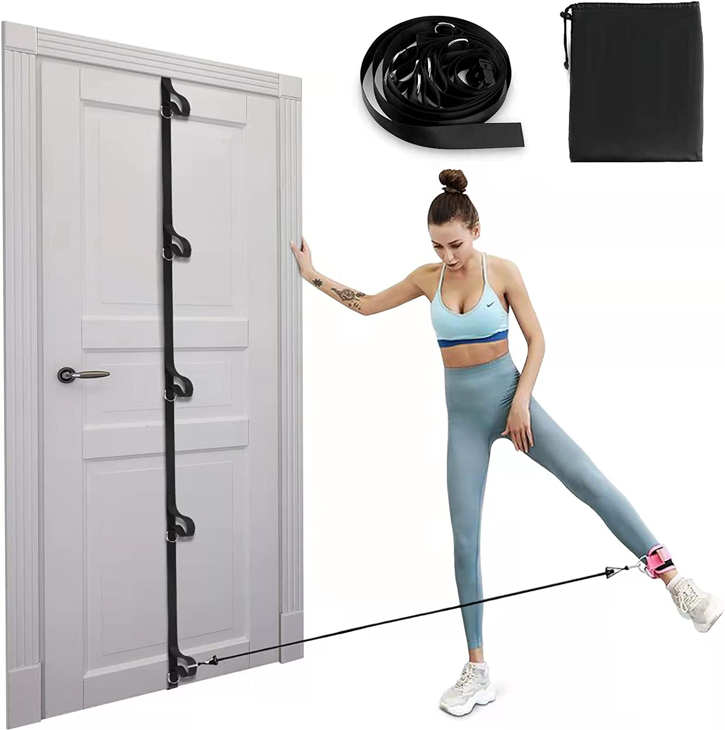 Door Anchor Strap for Resistance Bands, Portable Workout Resistance Band Door Anchors, Space Saving Easy Set up Home Gym, Secure Multi Point Anchor Gym for Home Fitness image number 5