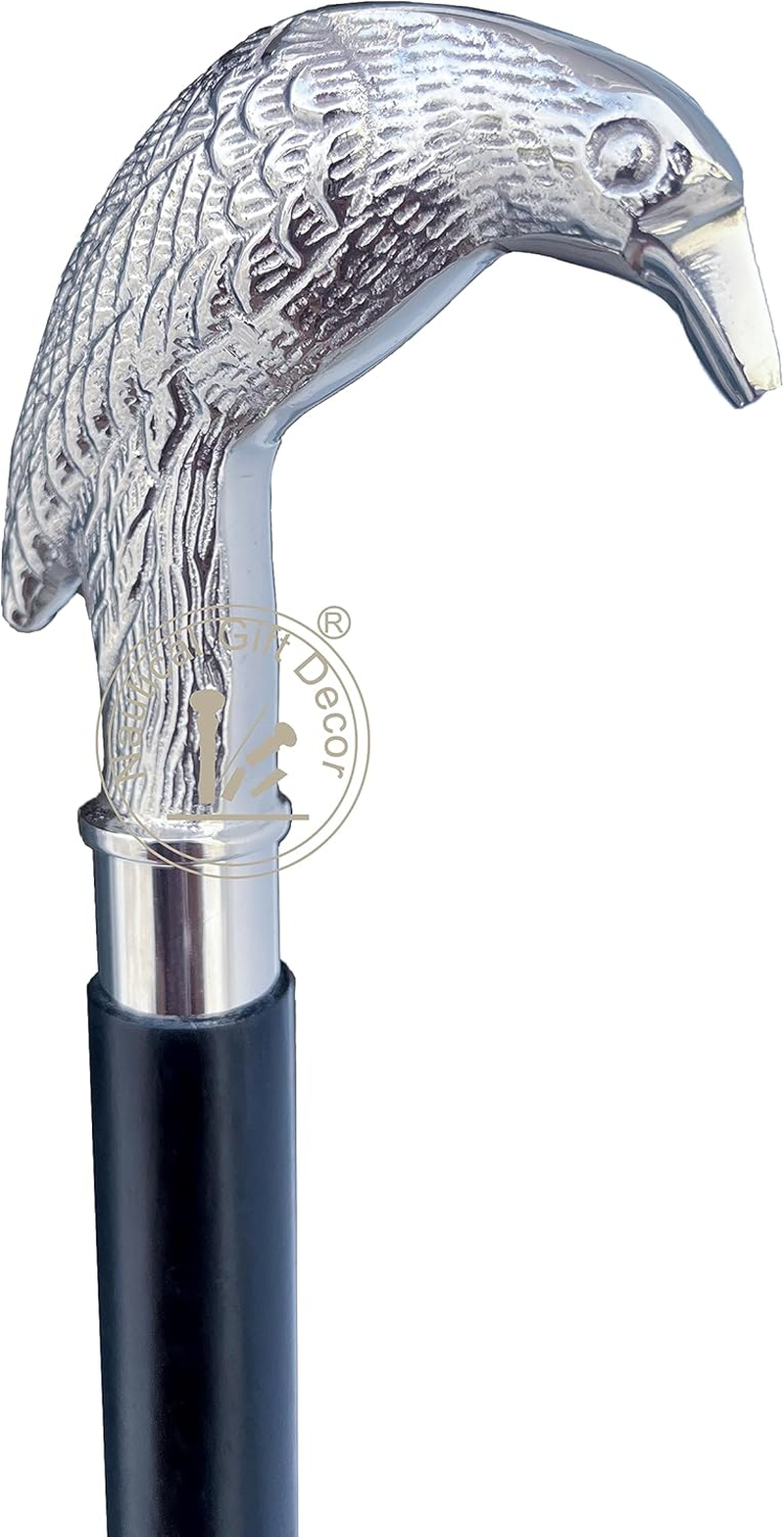 Edgar Allen Poe'S Mystic Raven Gothic Walking Stick Swagger Cane, 37 Inch, Hardwood, Black image number 4