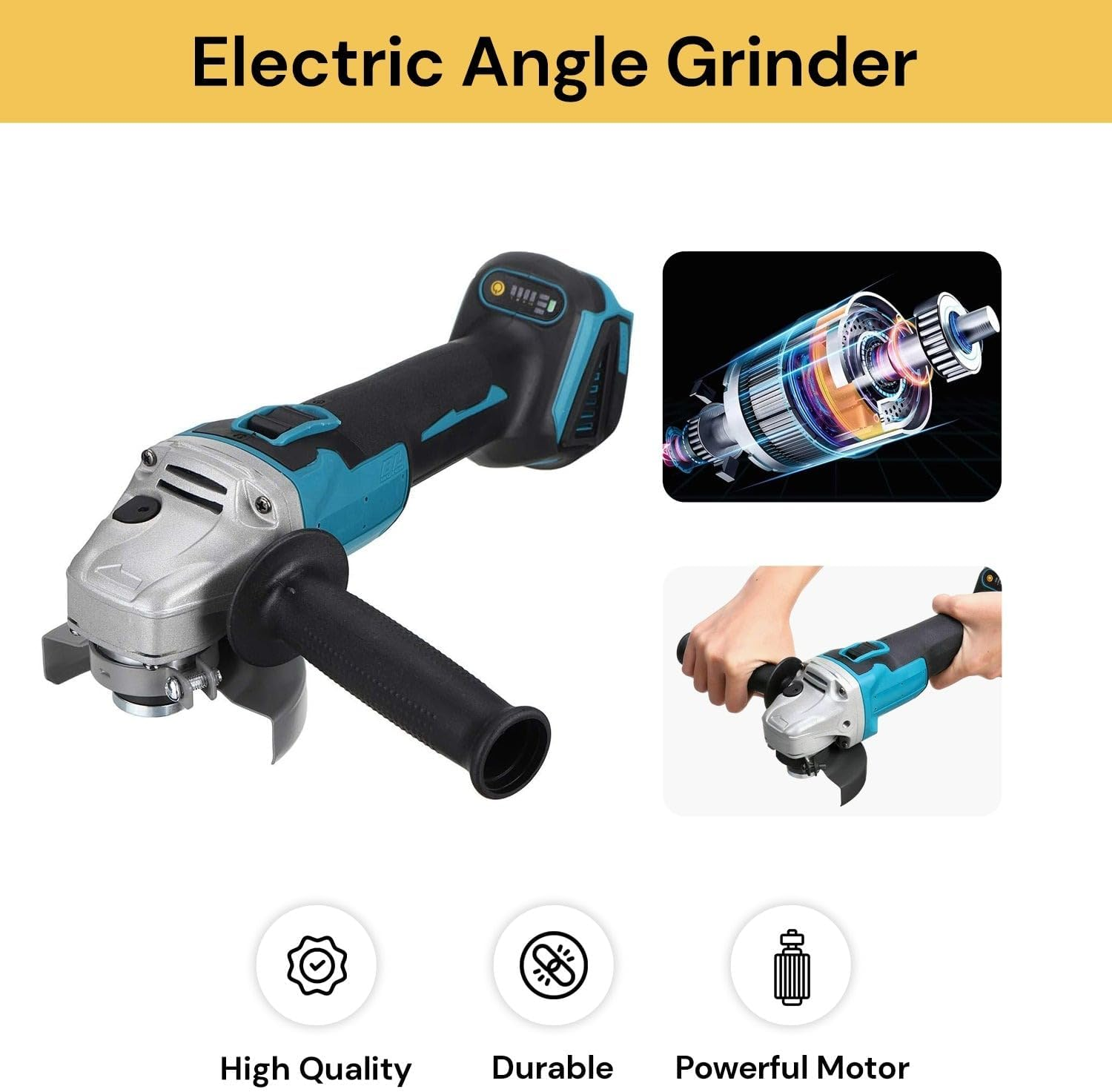 EZONEDEAL Multifunction Cordless 18V Brushless Cordless Angle Grinder 125Mm Cutting Polishing Compatible with 18V Polisher Battery image number 5